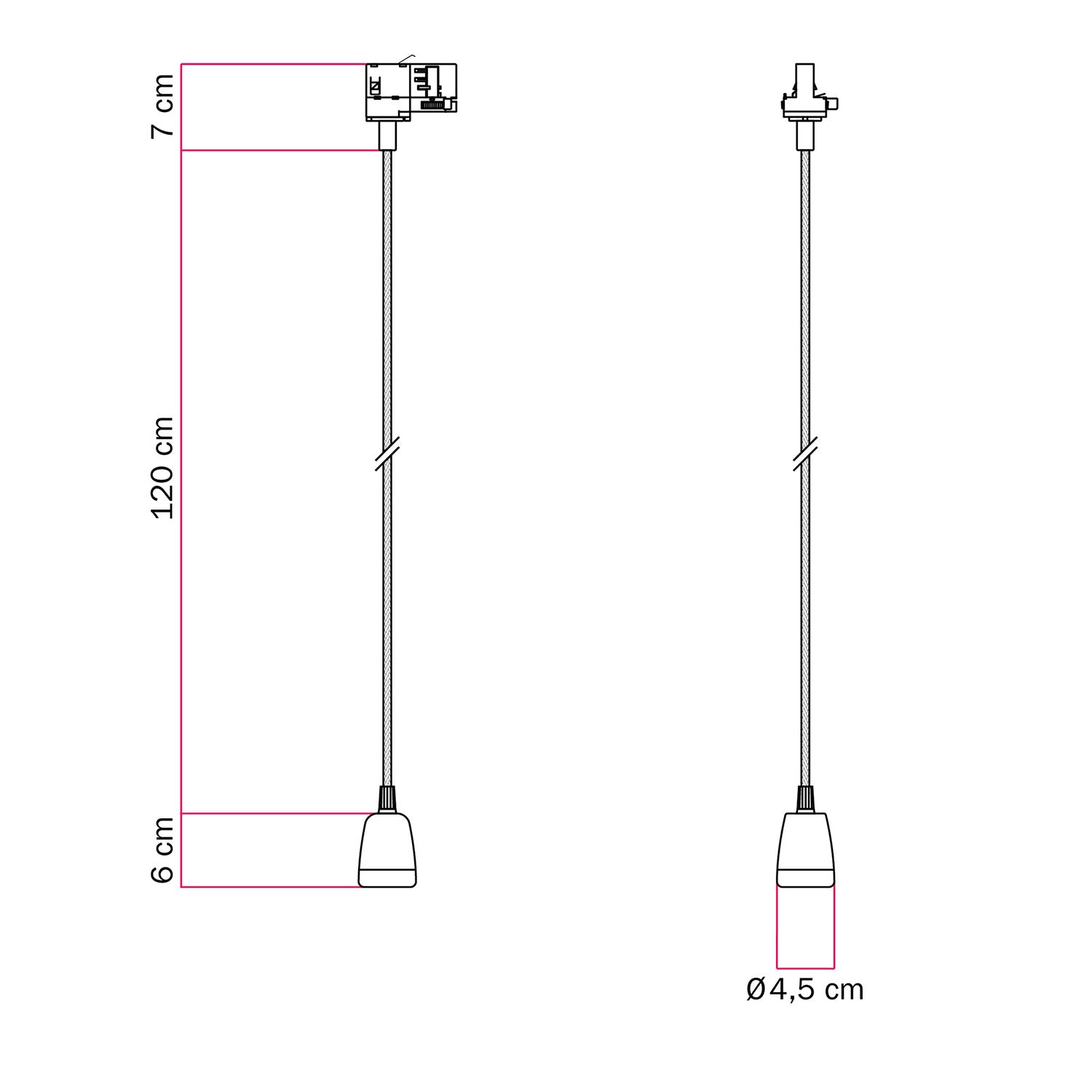 Lampada a sospensione per binari con finiture in porcellana colorata - Bianco