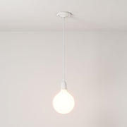 Lampada a sospensione completa di cavo tessile e finiture in porcellana colorata - Bianco