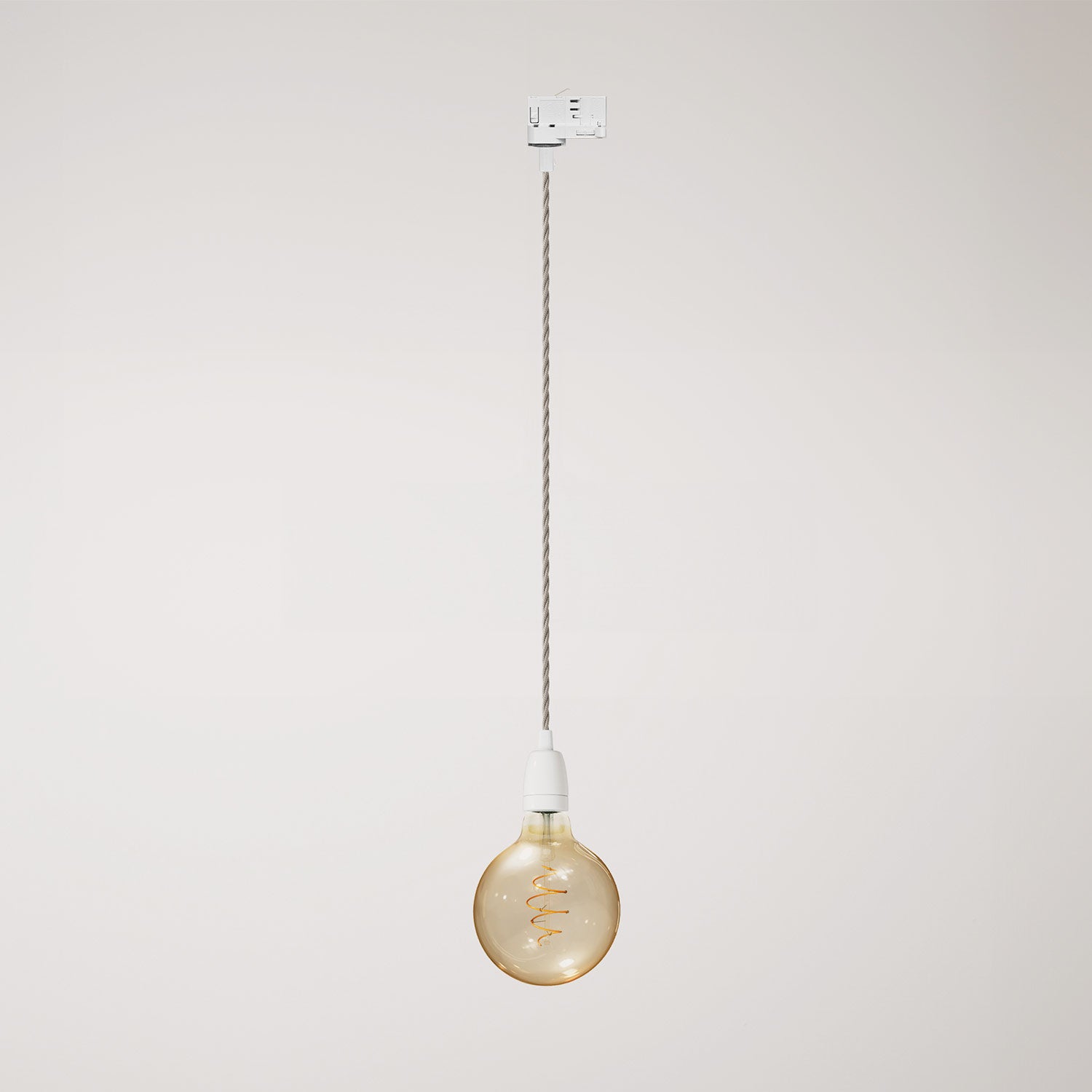 Lampada a sospensione classica per binari con finiture in porcellana - Bianco