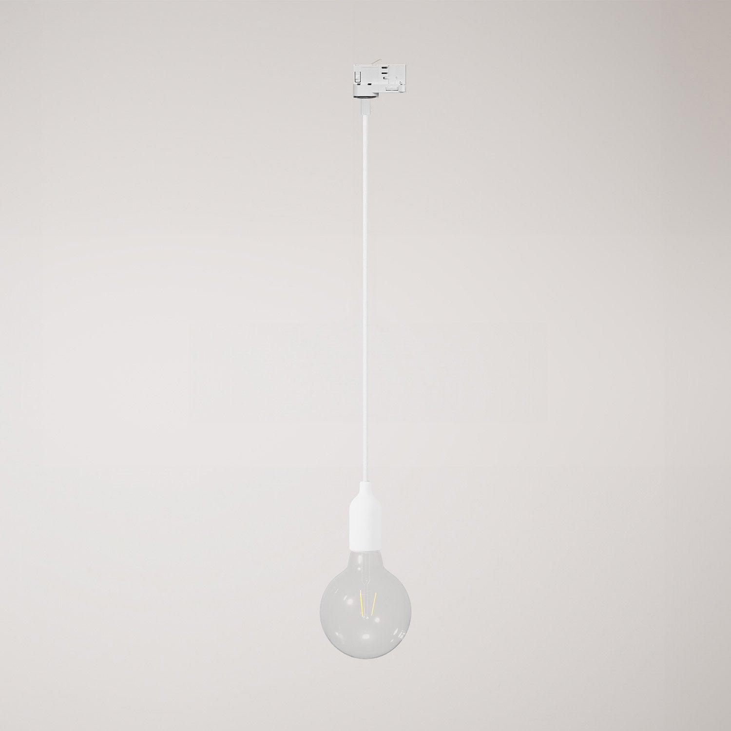 Lampada a sospensione per binario in silicone con cavo tessile - Bianco