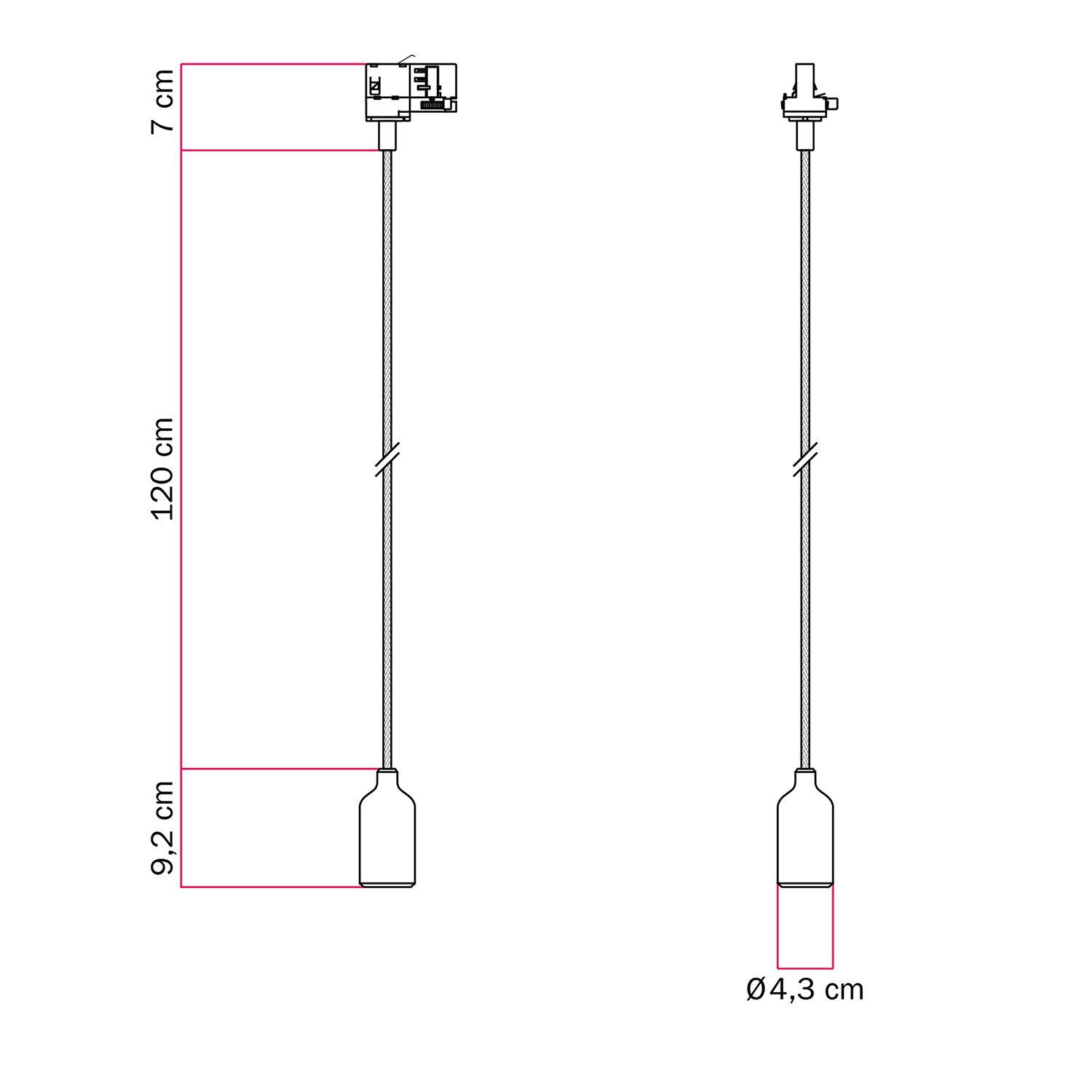 Lampada a sospensione per binario in silicone con cavo tessile - Bianco
