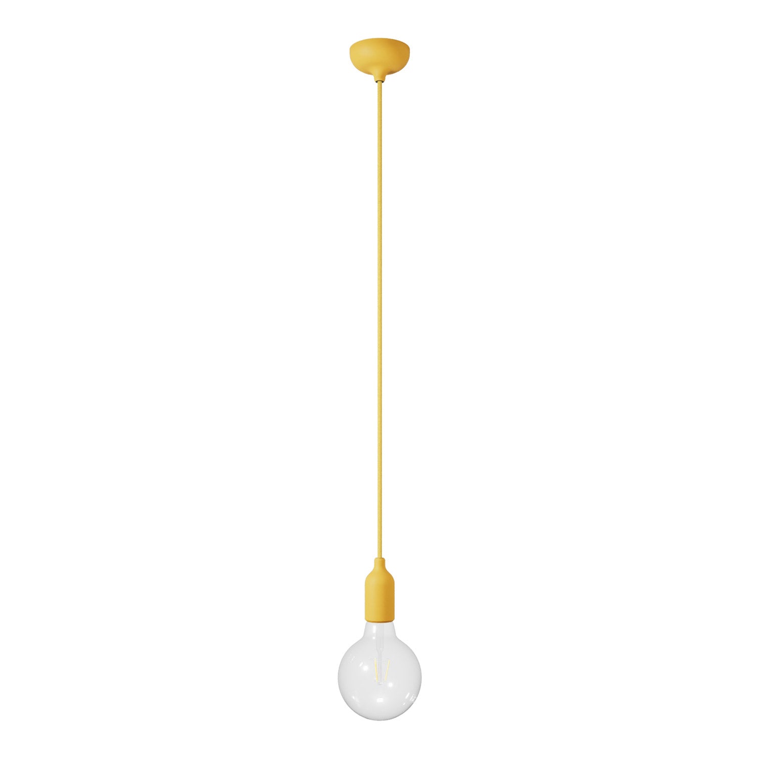Lampada a sospensione colorata in silicone con cavo tessile - Giallo