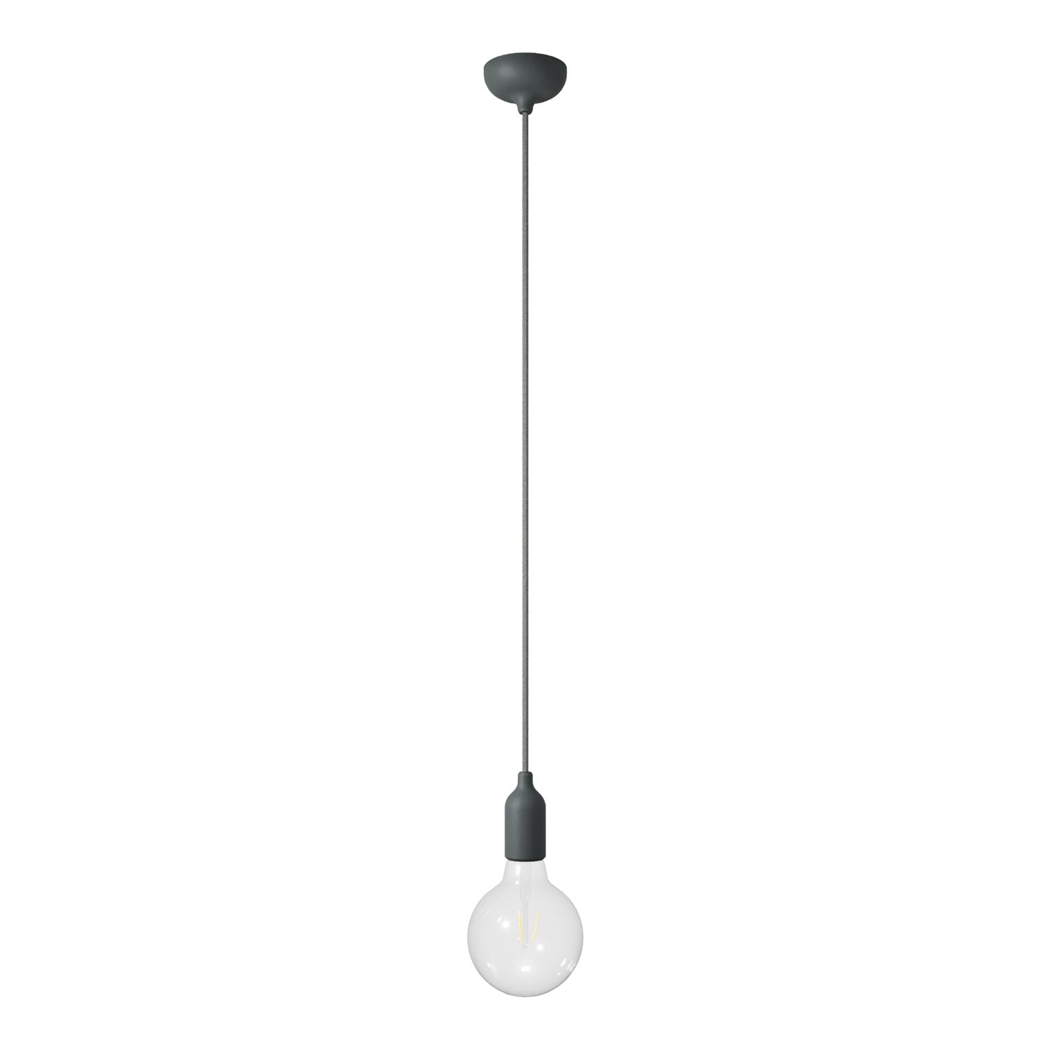Lampada a sospensione colorata in silicone con cavo tessile - Grigio