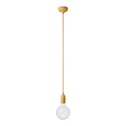 Lampada a sospensione colorata in silicone con cavo tessile - Mostarda