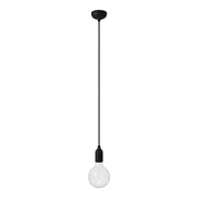 Lampada a sospensione colorata in silicone con cavo tessile - Nero
