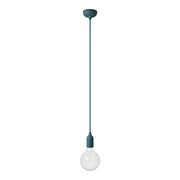 Lampada a sospensione colorata in silicone con cavo tessile - Petrolio