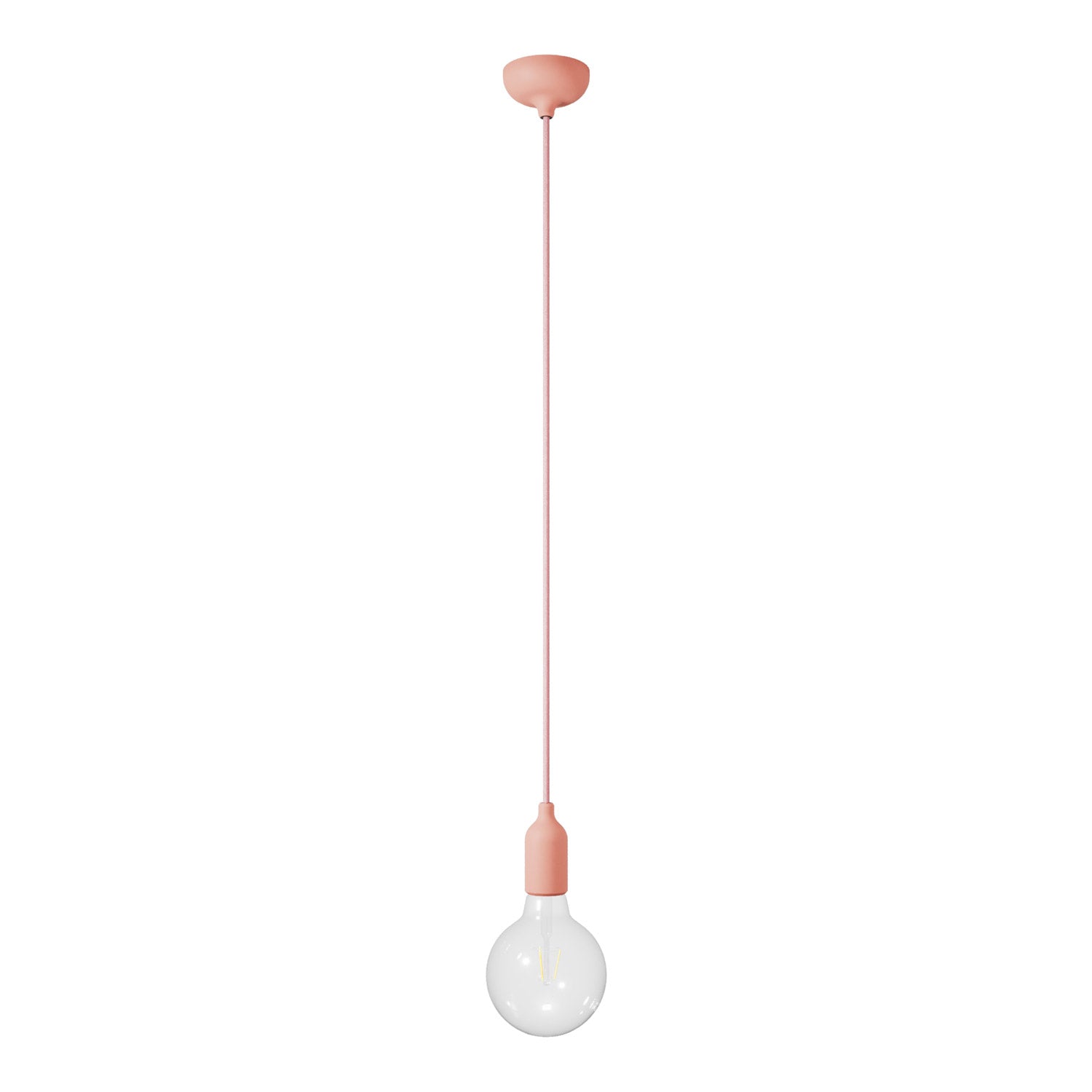 Lampada a sospensione colorata in silicone con cavo tessile - Salmone