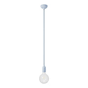 Lampada a sospensione colorata in silicone con cavo tessile - Blu carta da zucchero