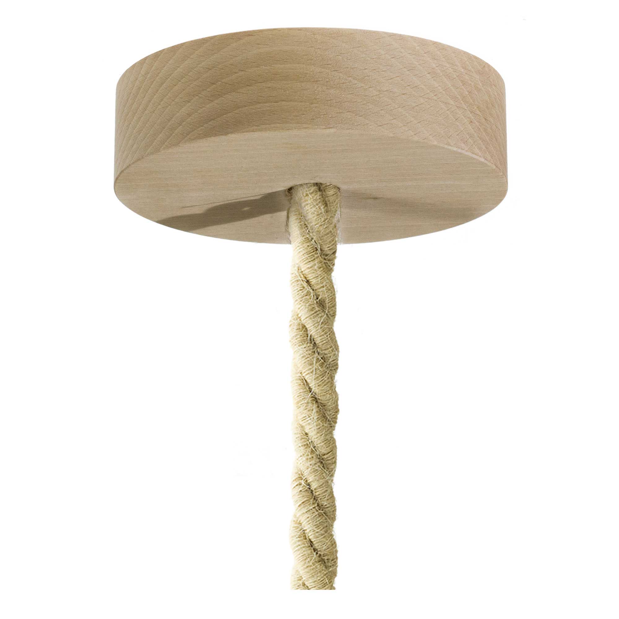 Lampada a sospensione completa di cordone nautico XL e finiture in legno - Neutro