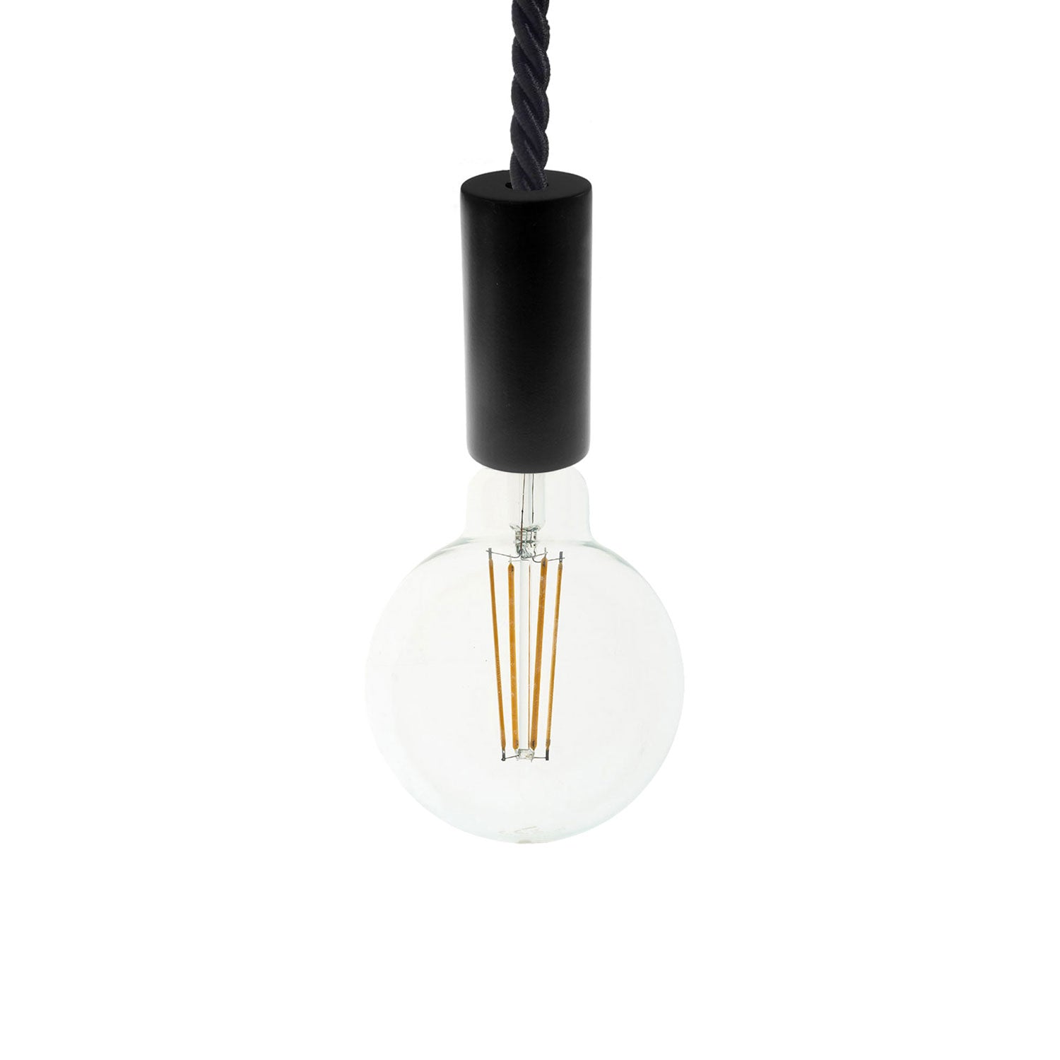 Lampada a sospensione completa di cordone nautico XL 16 mm con finiture in legno verniciato - Nero