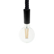 Lampada a sospensione completa di cordone nautico 3XL 30 mm con finiture in legno verniciato - Nero