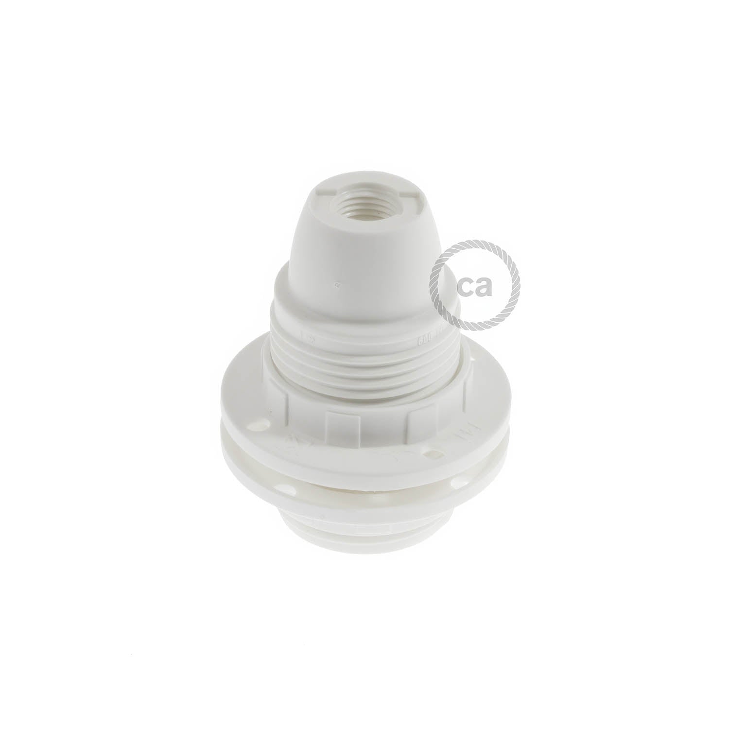 Kit portalampada E14 in termoplastica con doppia ghiera per paralume - Bianco