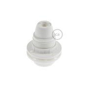 Kit portalampada E14 in termoplastica con doppia ghiera per paralume - Bianco