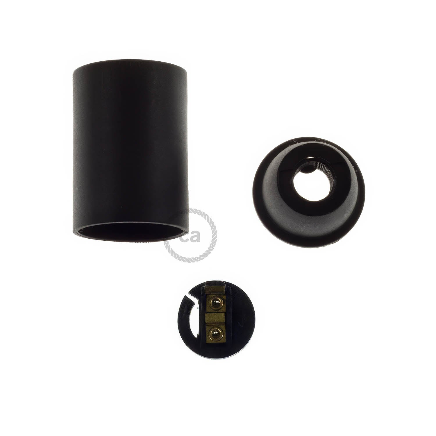 Kit portalampada E14 in termoplastica - Nero