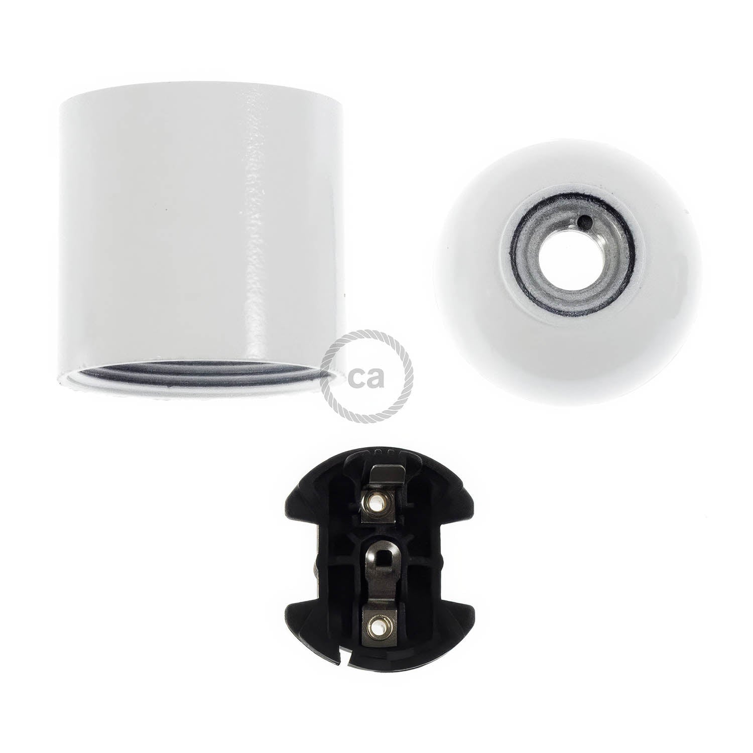 Kit portalampada E27 in bakelite - Bianco