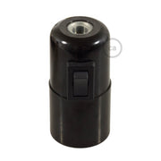 Kit portalampada E27 in bakelite con interruttore - Nero