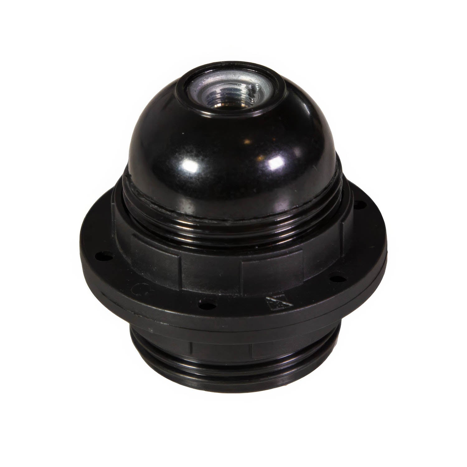 Kit portalampada E27 in bakelite con doppia ghiera per paralume - Nero