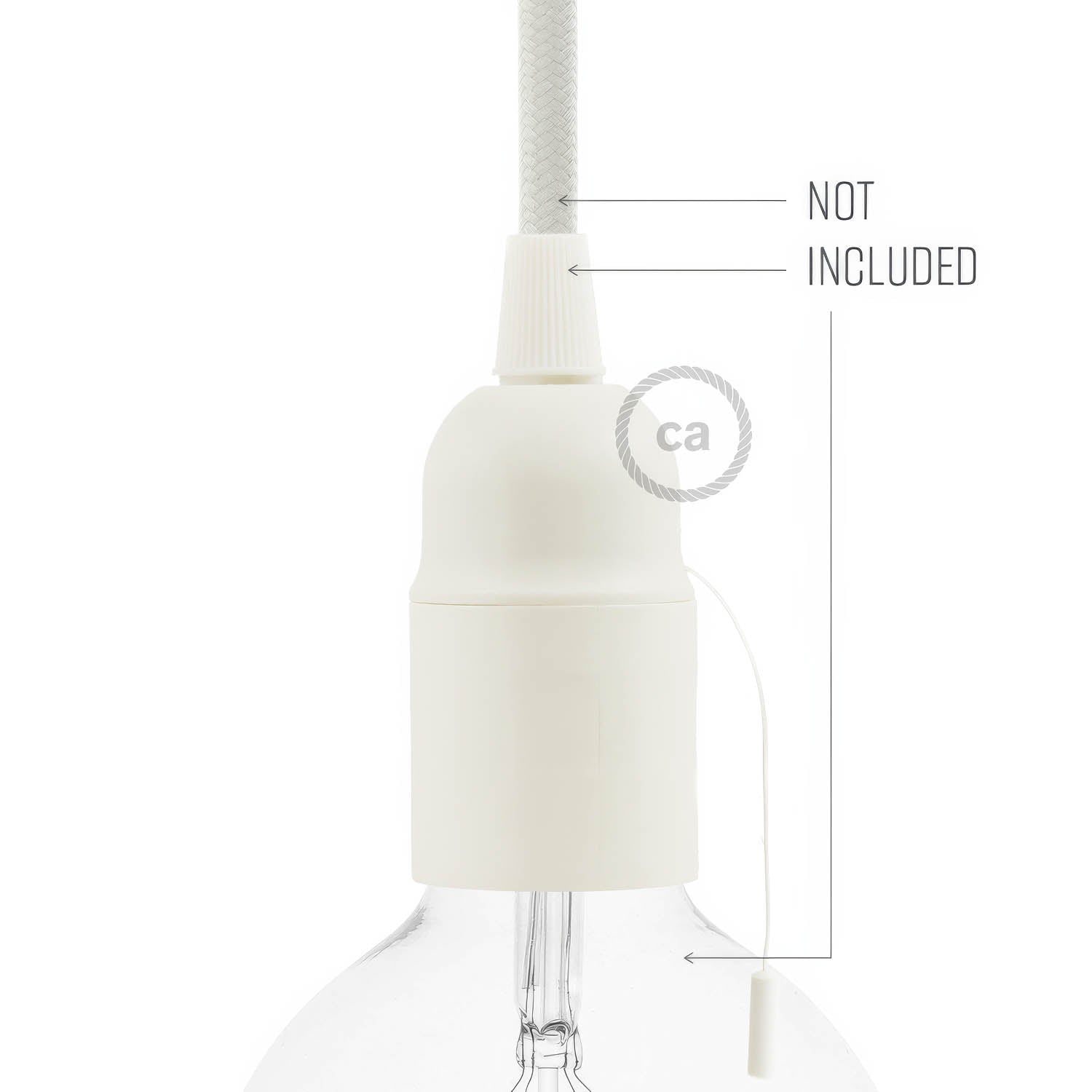 Kit portalampada E27 in termoplastica con interruttore a tirante - Bianco