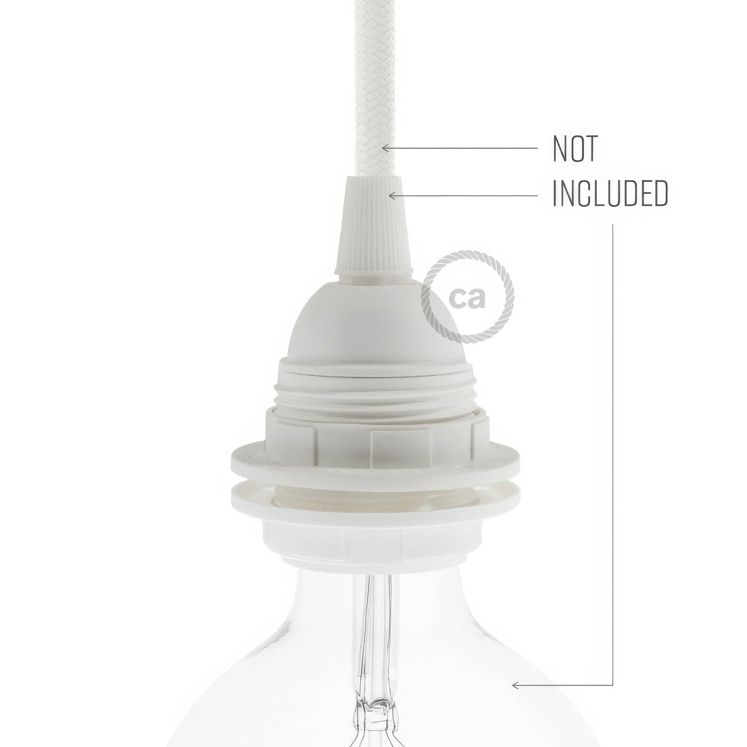 Kit portalampada E27 in termoplastica con doppia ghiera per paralume - Bianco