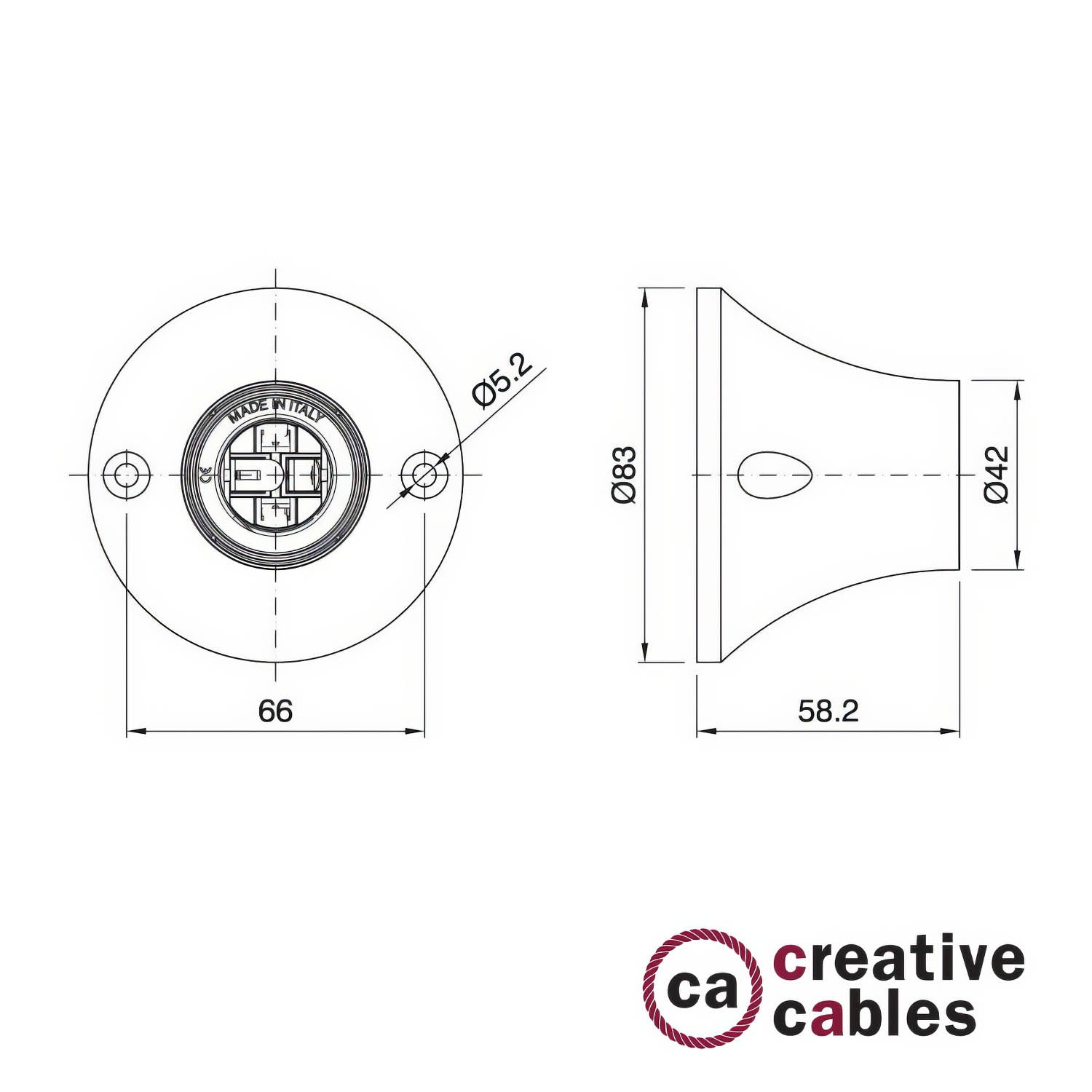 Portalampada 90° E27 a parete o soffitto in termoplastica - Nero