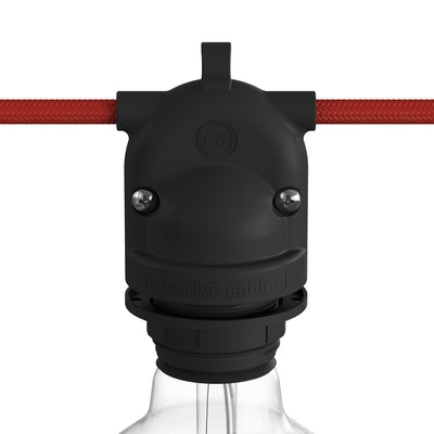 Eiva-2 - Portalampada per esterno a doppia uscita IP65 attacco E27 per sistema Modulair - Nero