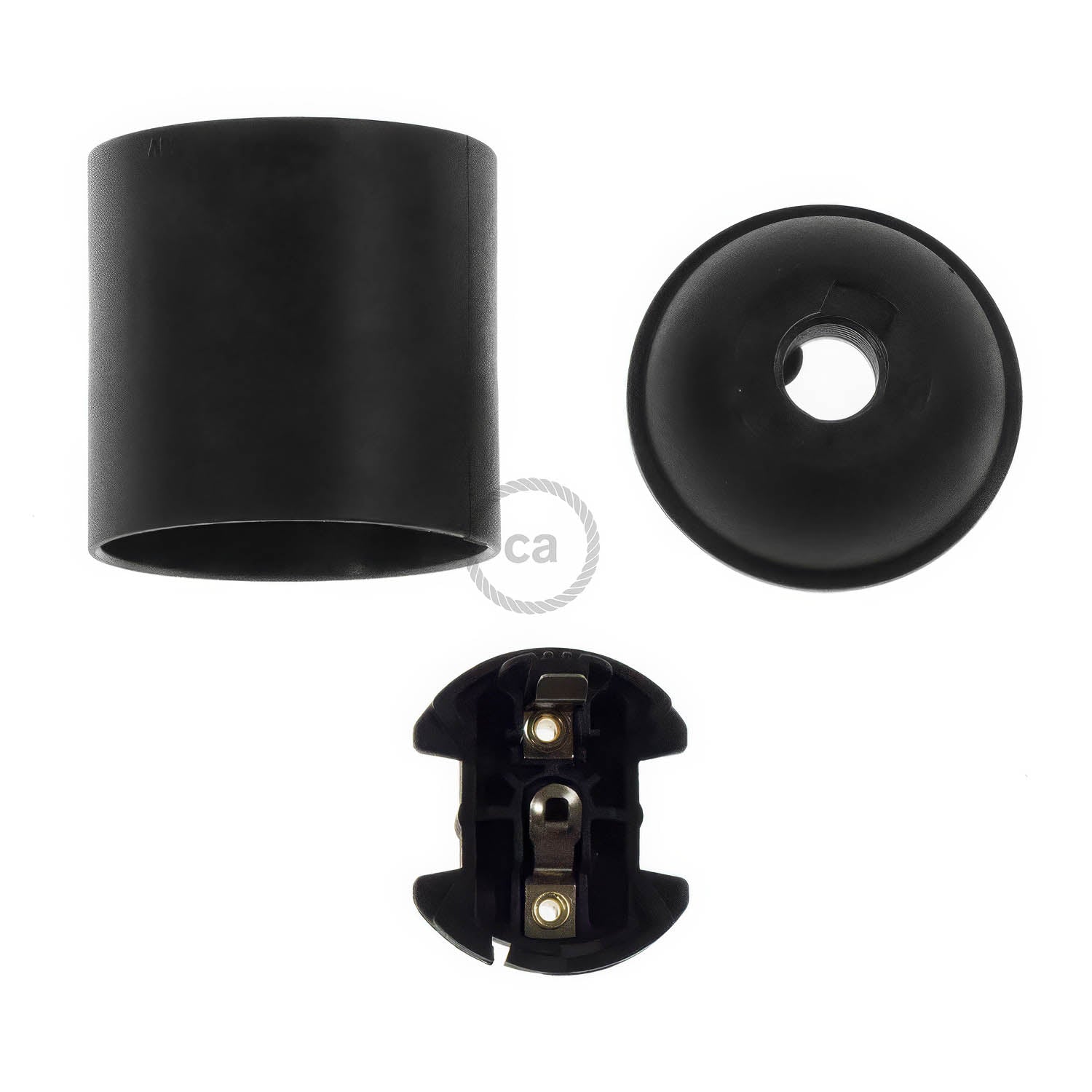 Kit portalampada E27 in termoplastica - Nero