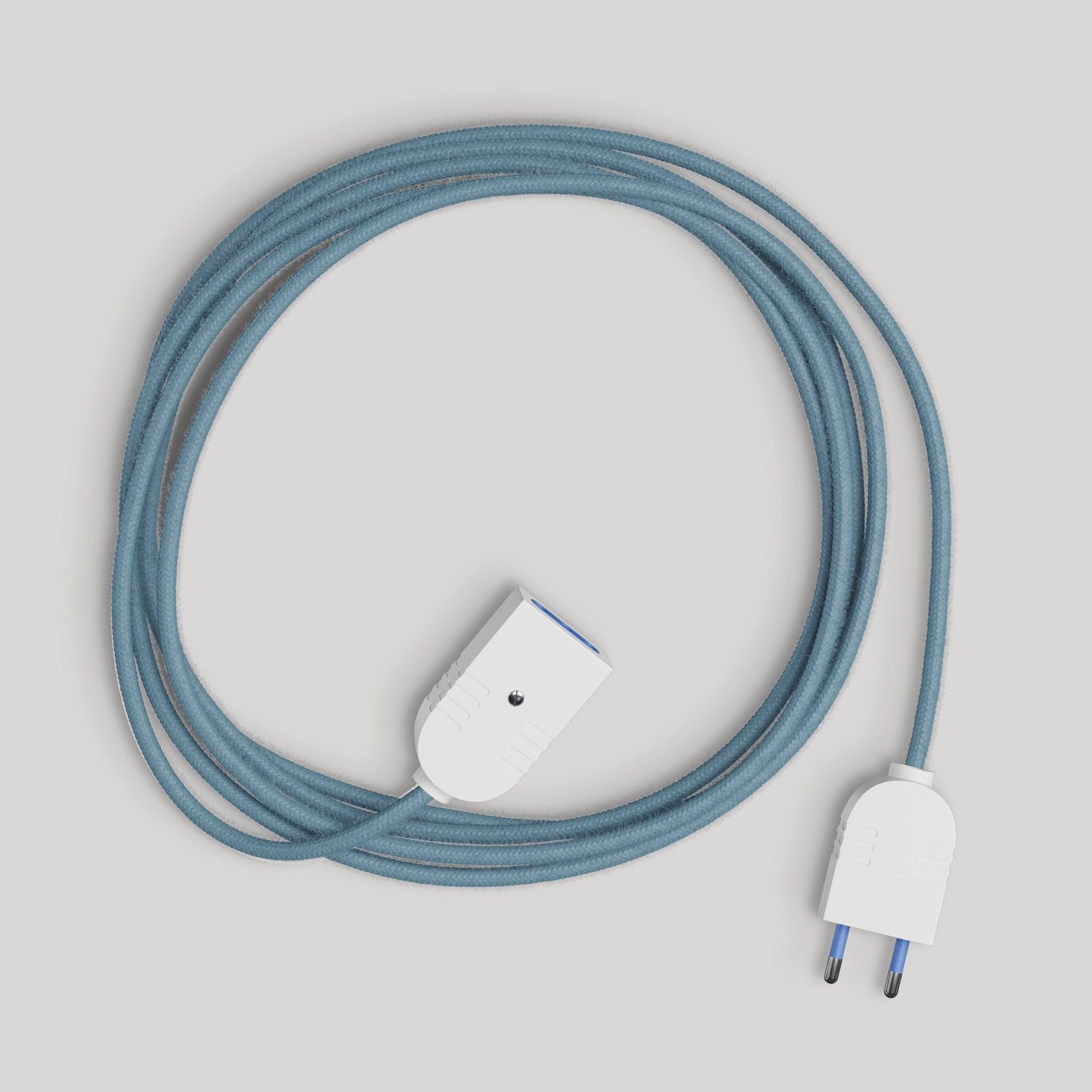 Prolunga elettrica con cavo in cotone blu oceano 2P 10A Made in Italy
