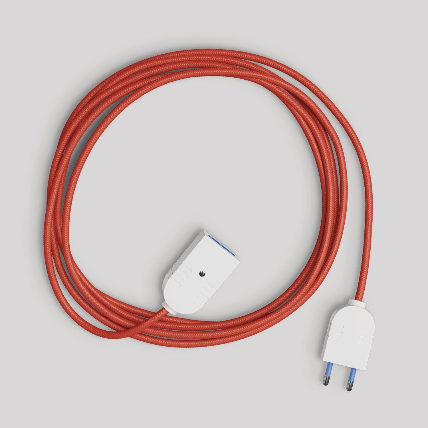 Prolunga elettrica con cavo tessile rosso lucido 2P 10A Made in Italy