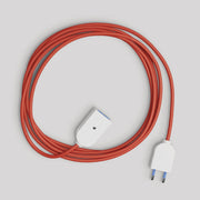 Prolunga elettrica con cavo tessile rosso lucido 2P 10A Made in Italy