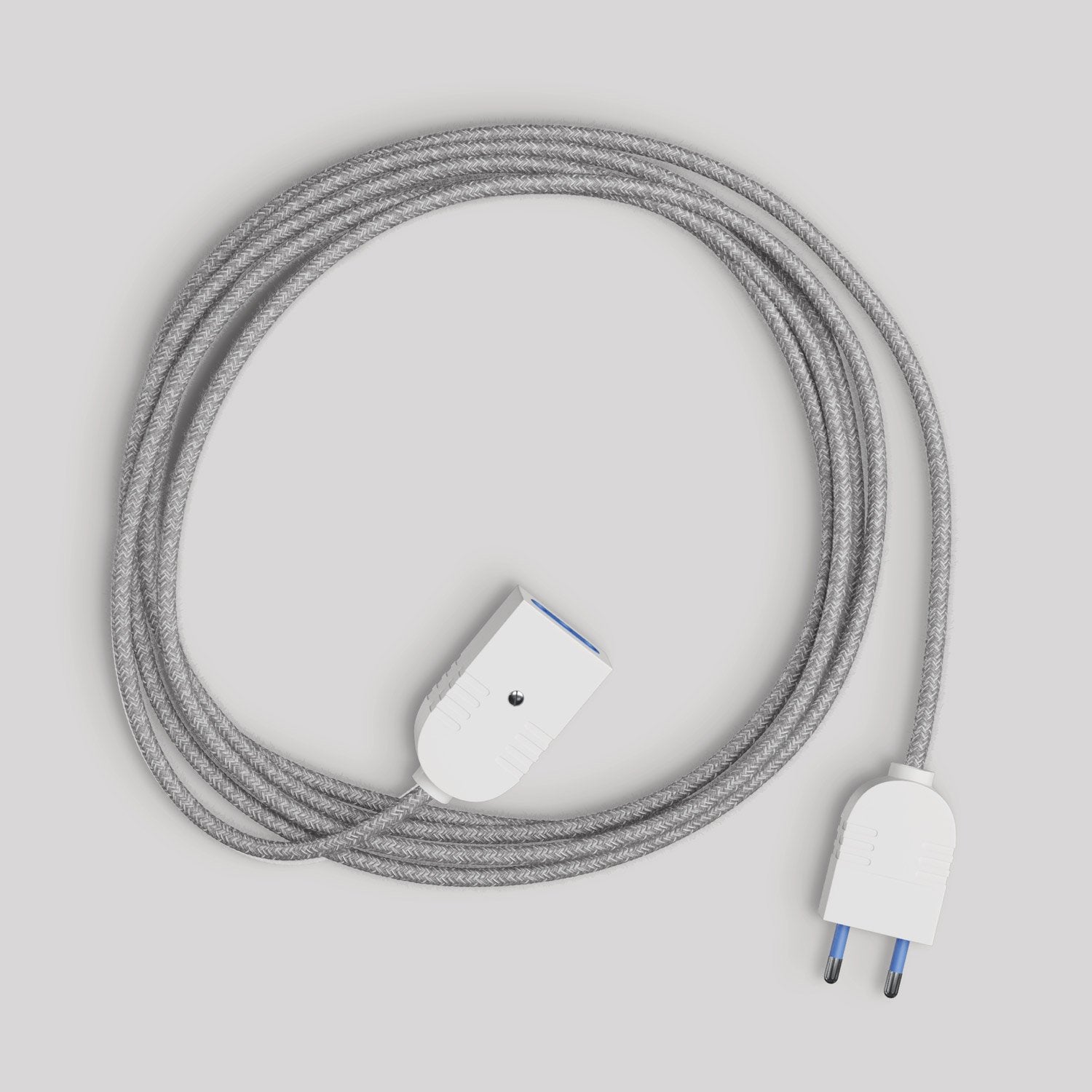 Prolunga elettrica con cavo in lino grigio 2P 10A Made in Italy