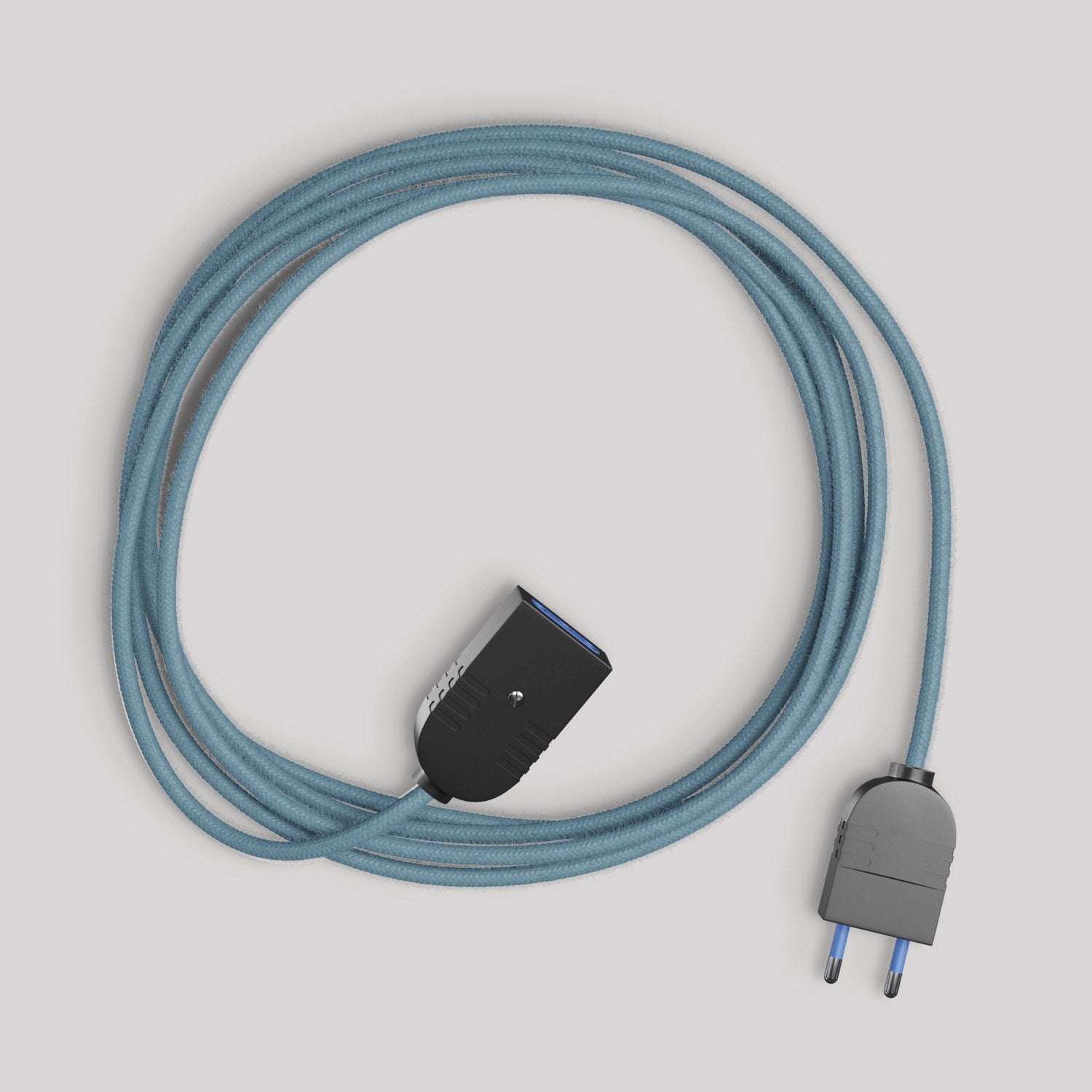 Prolunga elettrica con cavo in cotone blu oceano 2P 10A Made in Italy