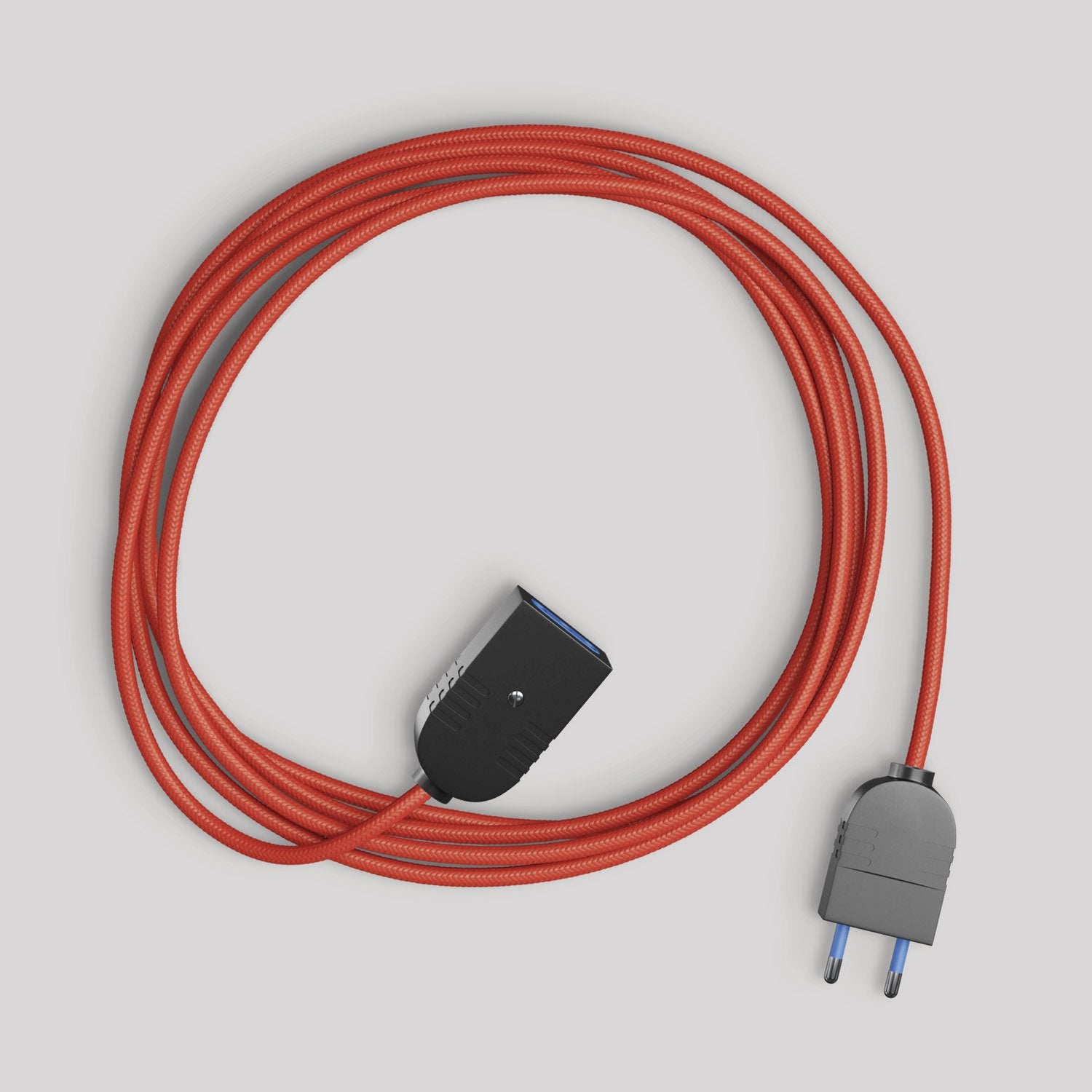 Prolunga elettrica con cavo tessile rosso lucido 2P 10A Made in Italy
