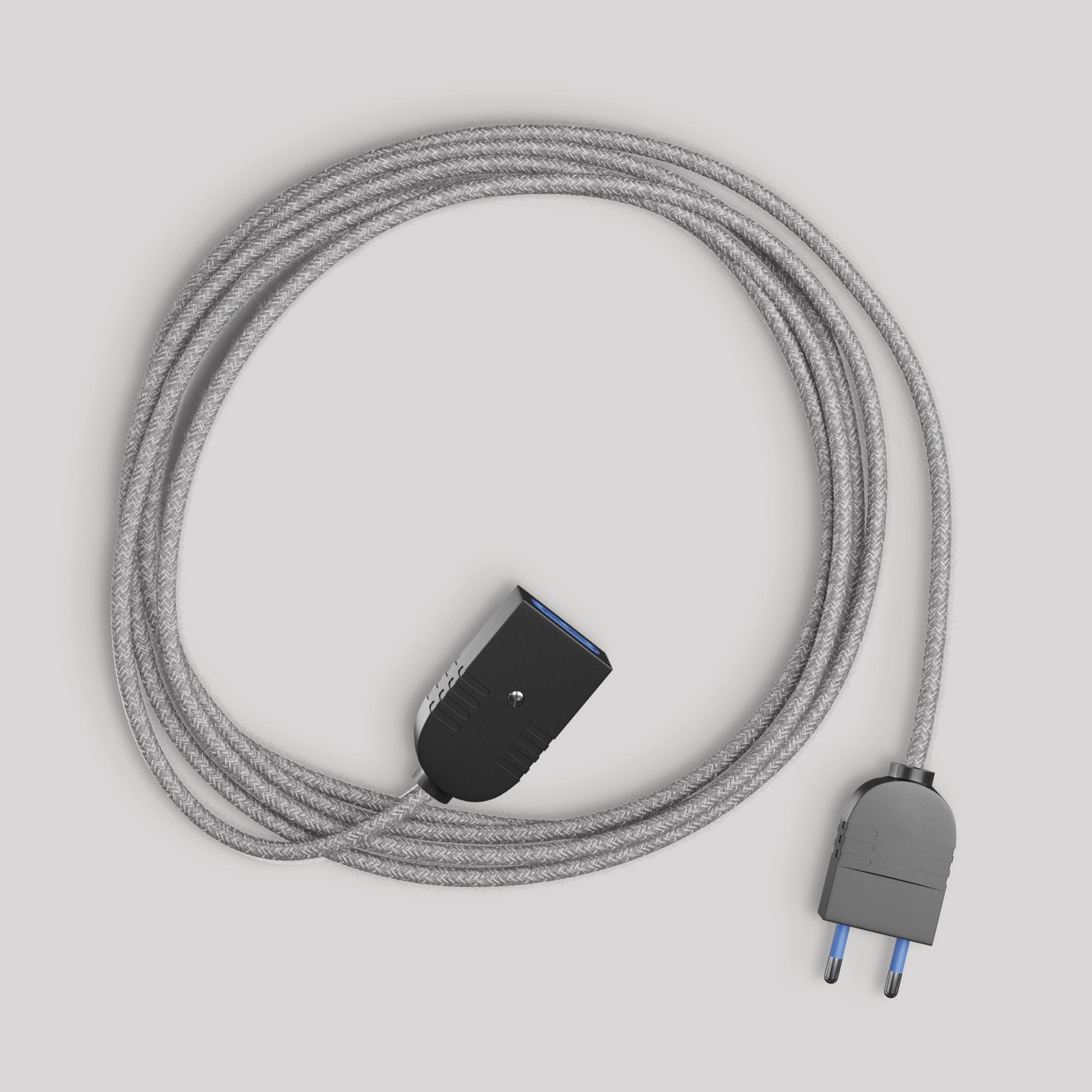 Prolunga elettrica con cavo in lino grigio 2P 10A Made in Italy