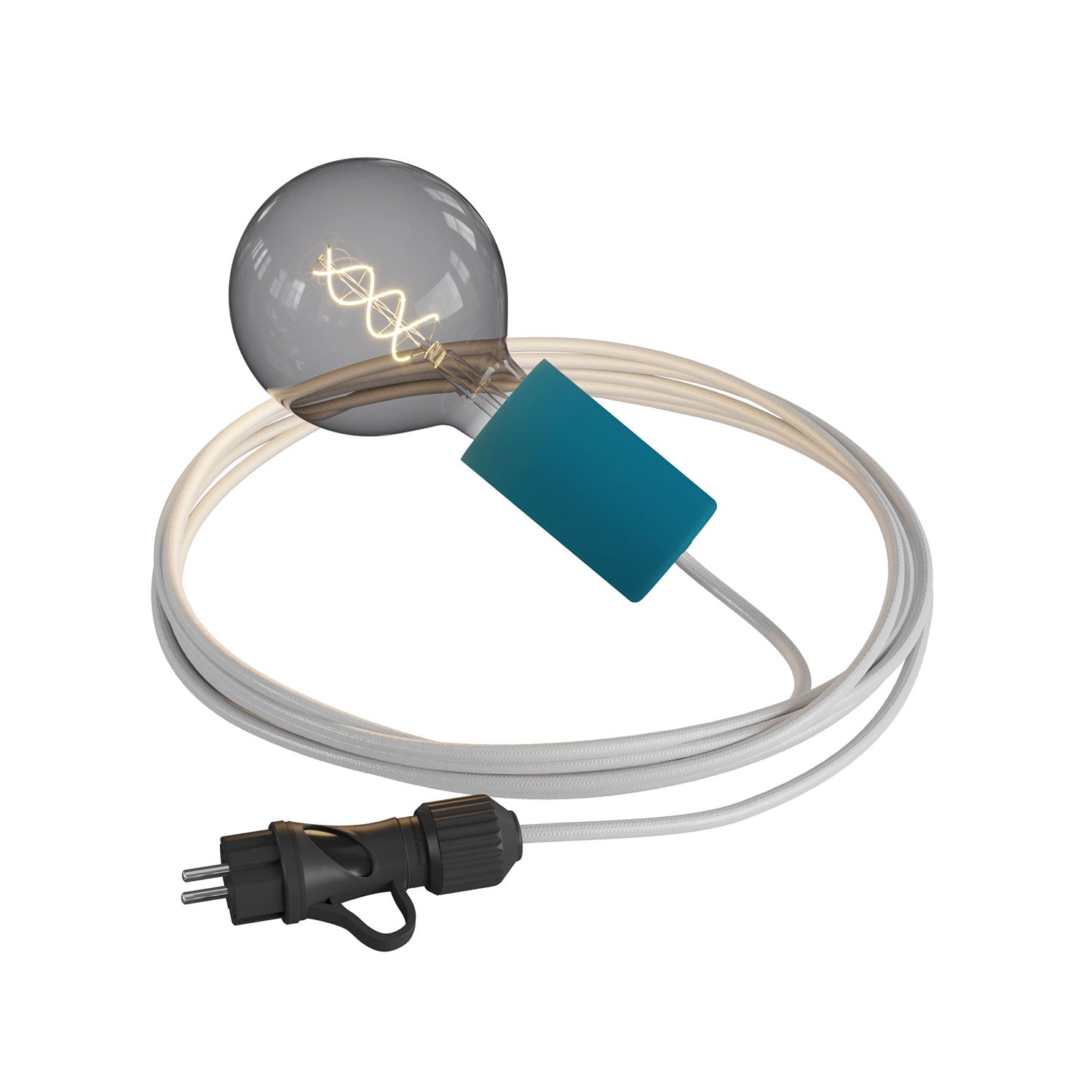 Snake Modulair Elegant, lampada portatile per esterni, 5 m cavo tessile, portalampada IP65 e spina - Petrolio