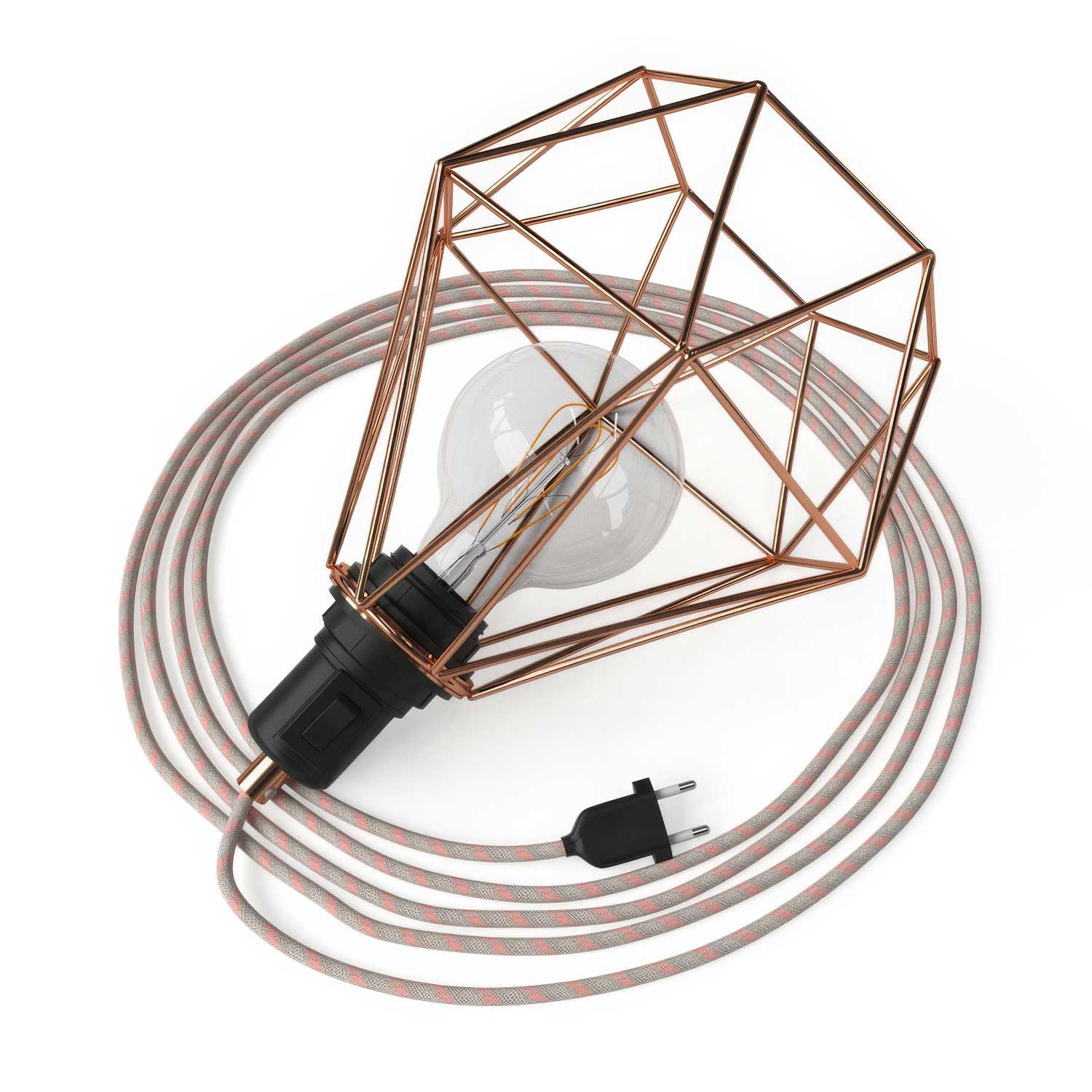 Table Snake - Lampada plug-in con paralume a gabbia Diamond - Rame