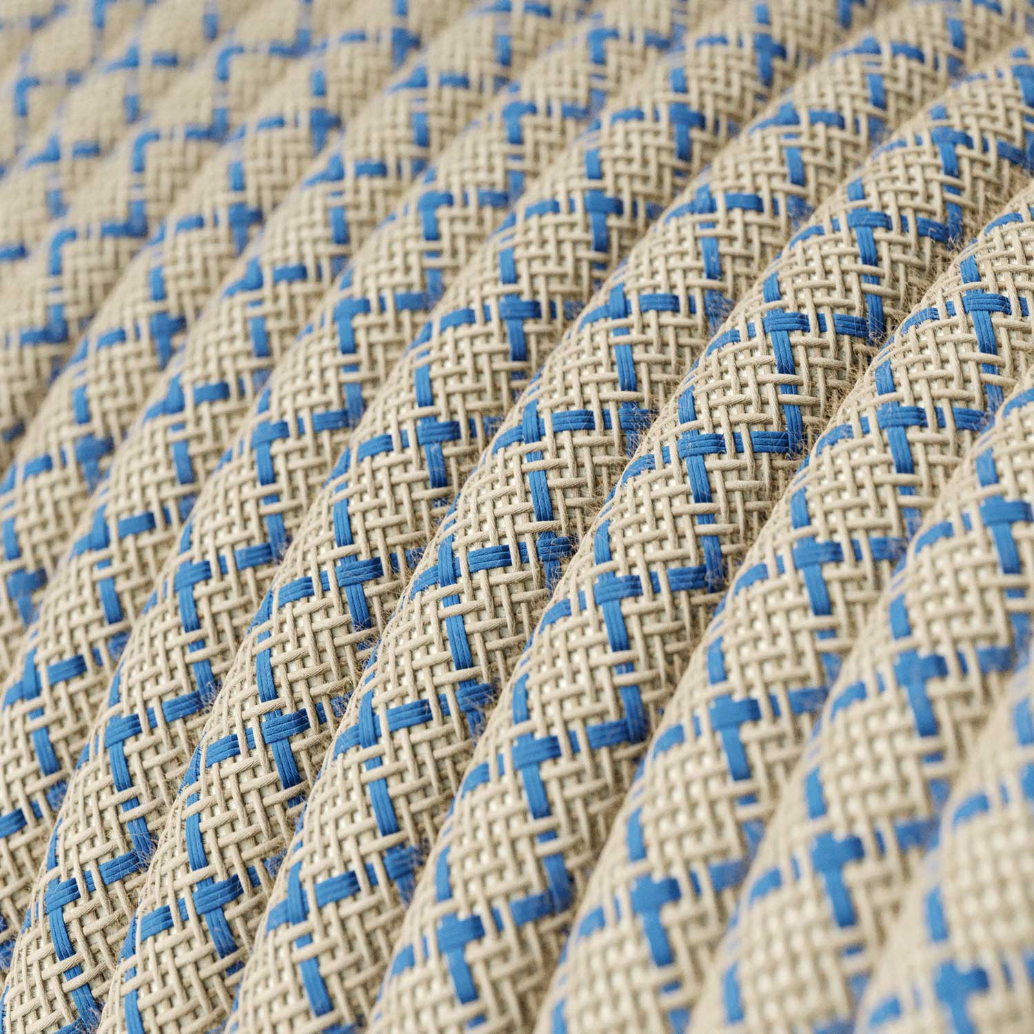 Cavo per illuminazione tessile Blu Steward e Beige Losanga - L'Originale Creative Cables, dai vita alle tue lampade - RD65