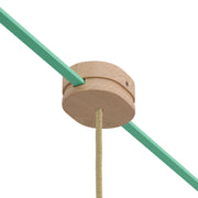 Rosone ovale in legno con un foro centrale e 2 fori laterali per cavo per catenaria e sistema Filé. Made in Italy - Neutro