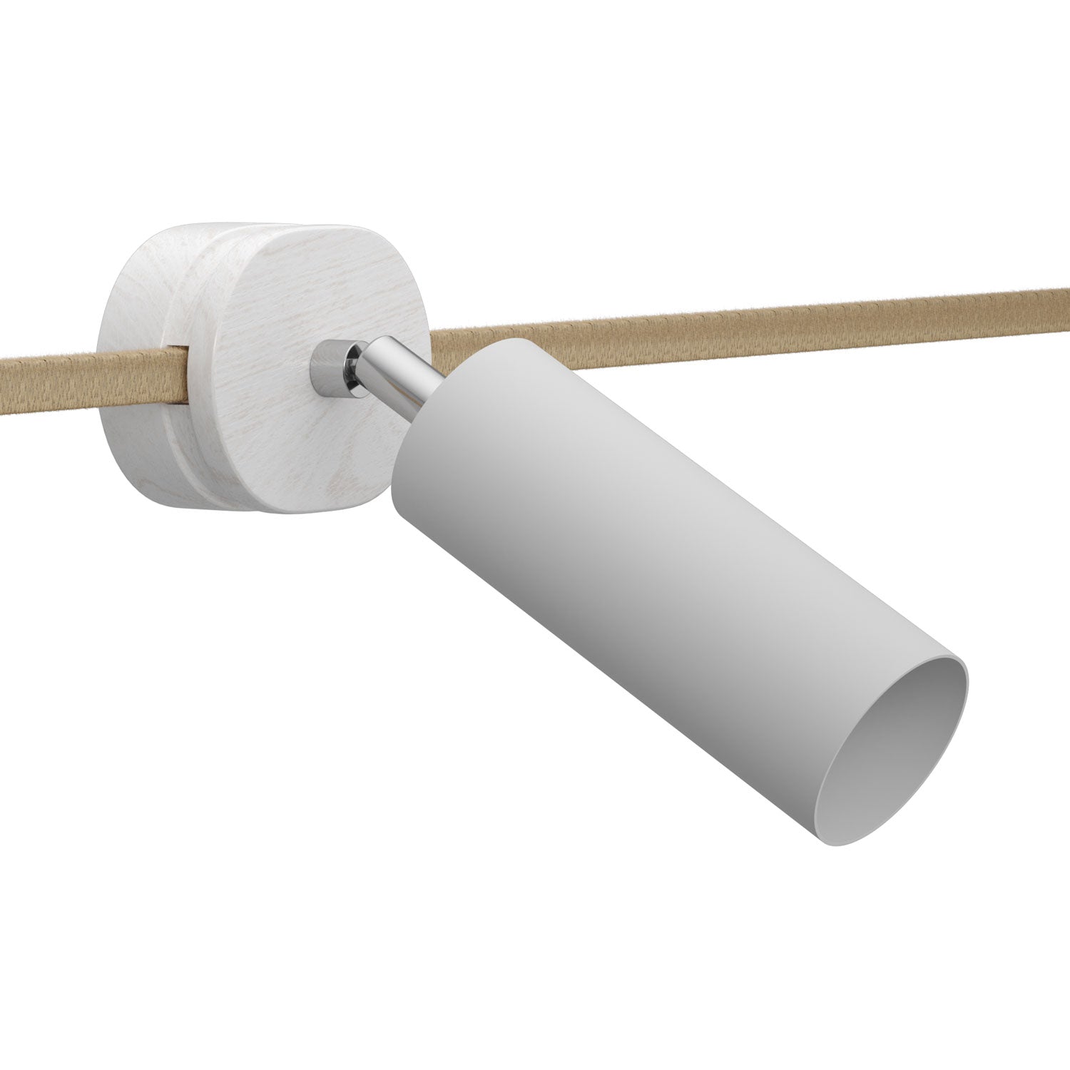 Fermaluce Filè faretto orientabile con paralume in metallo Tub-E14, lampada a parete o soffitto per Sistema Filè - Bianco