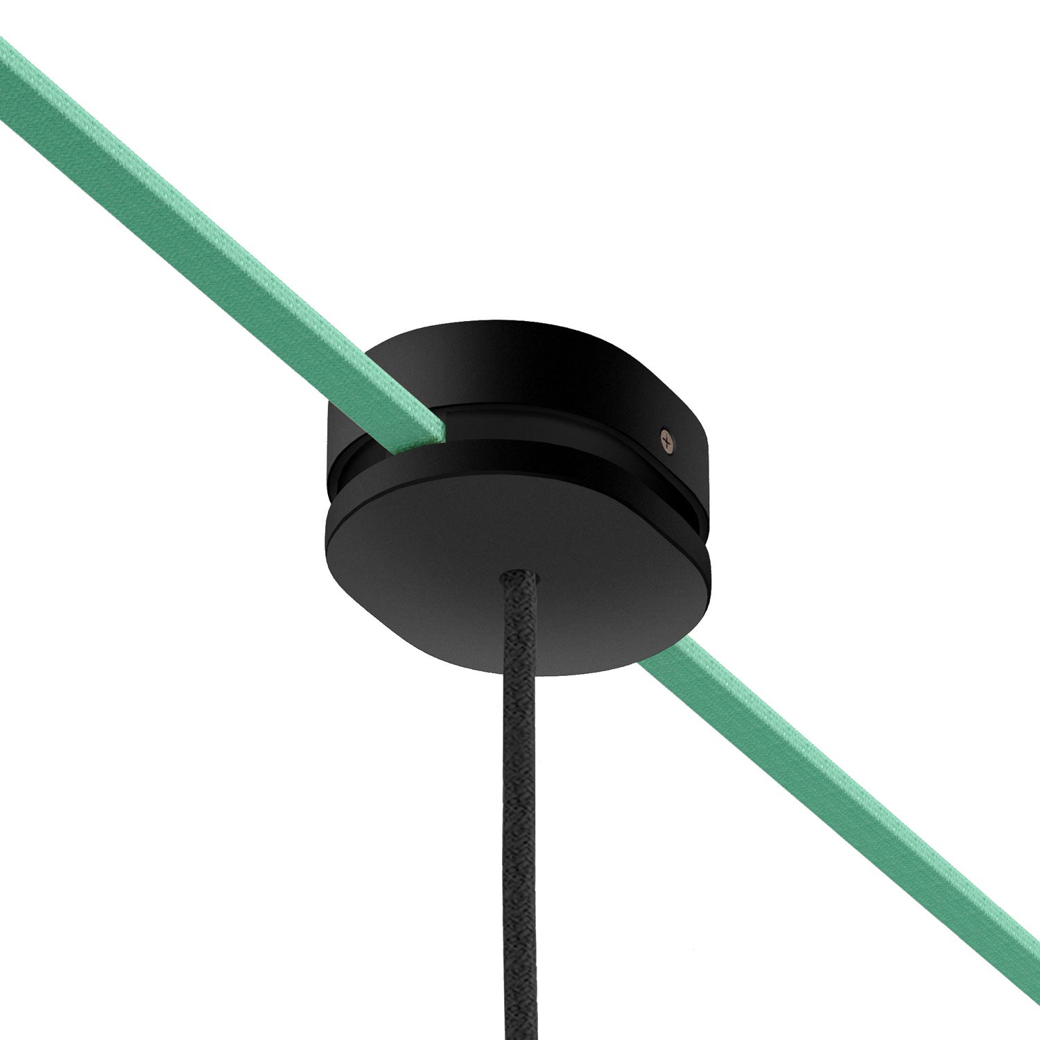 Rosone ovale in legno con un foro centrale e 2 fori laterali per cavo per catenaria e sistema Filé. Made in Italy - Nero