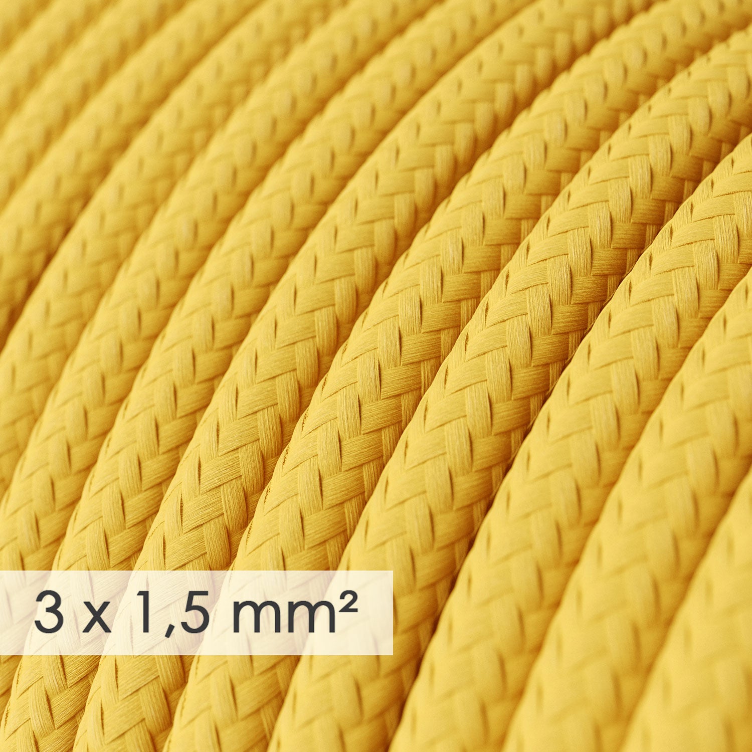 Multipresa tedesca con cavo in tessuto giallo lucido e spina Schuko con anello comfort