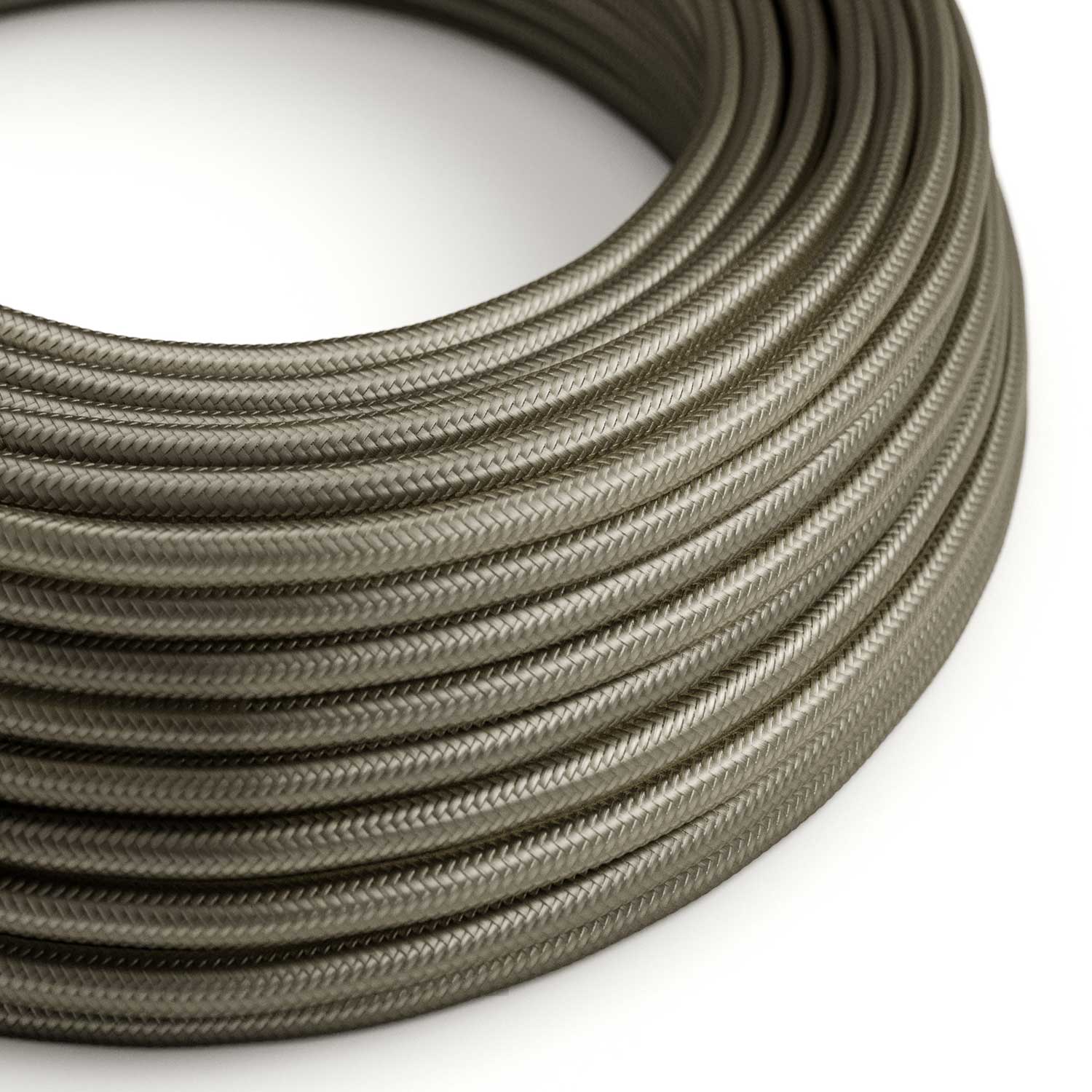 Cavo elettrico rivestito in tessuto lucido Grigio Scuro - L'Originale Creative Cables, per lampade raffinate - RM26