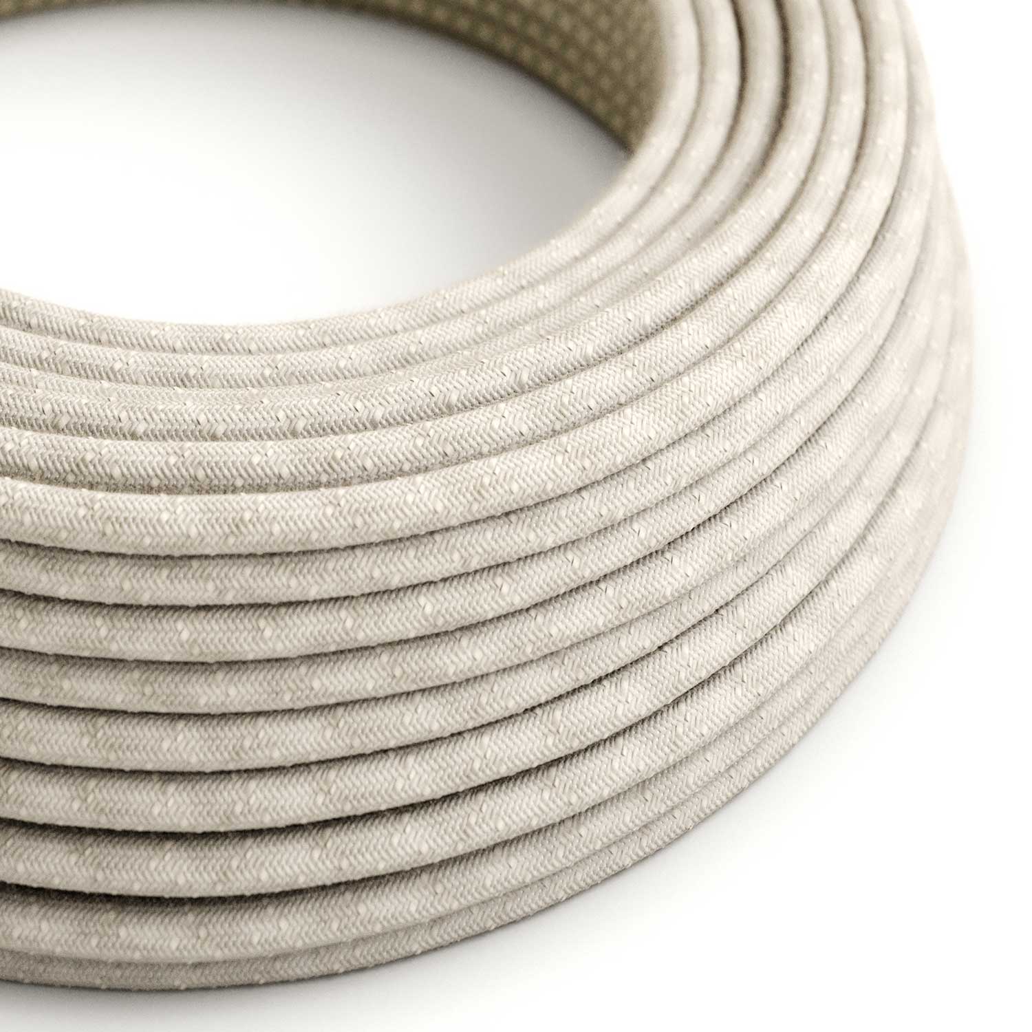 Cavo tessile Bianco Melange in lino - L'Originale Creative-Cables - RN01 rotondo 2x0,75mm / 3x0,75mm