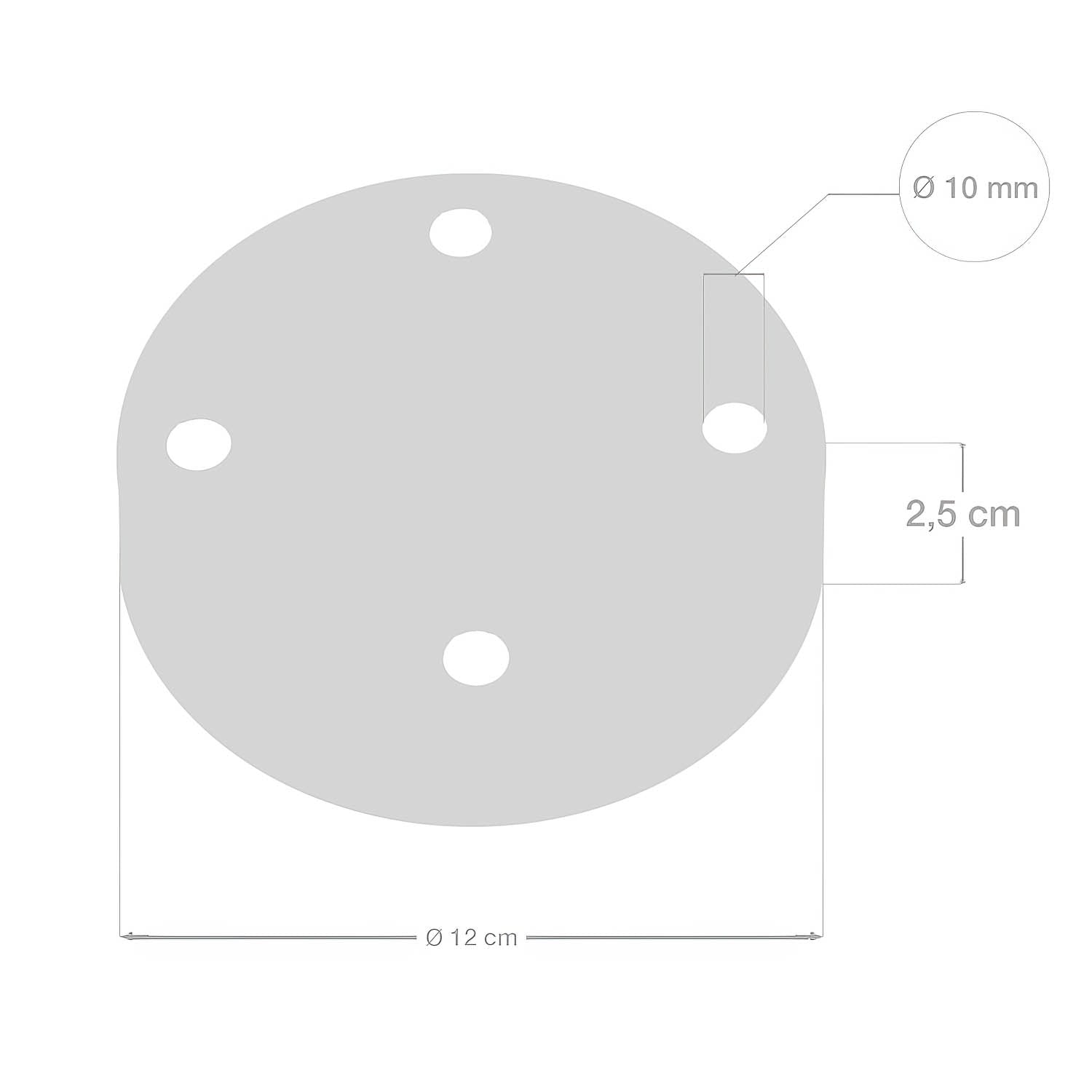 Kit rosone cilindrico in metallo a 4 fori - Cromo