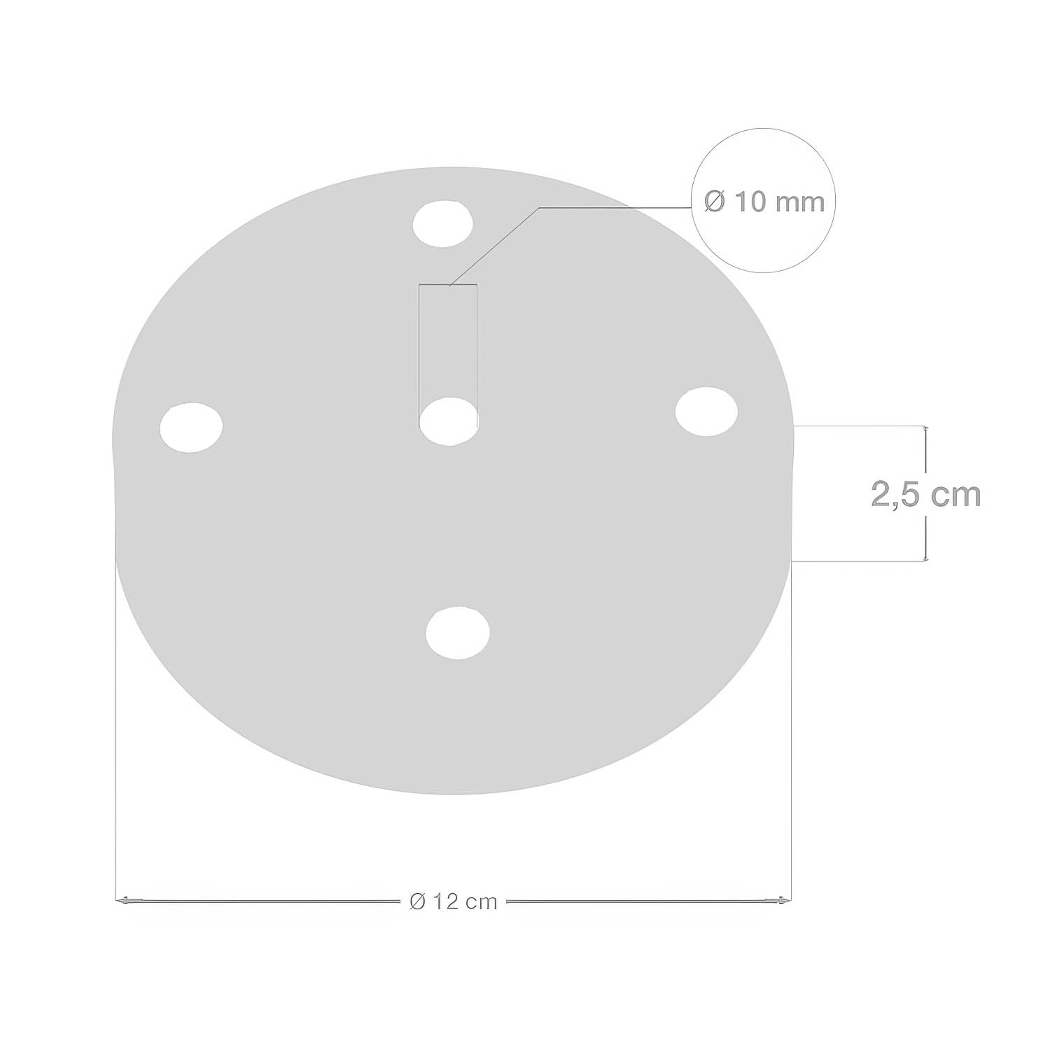 Kit rosone cilindrico in metallo a 5 fori - Bianco opaco