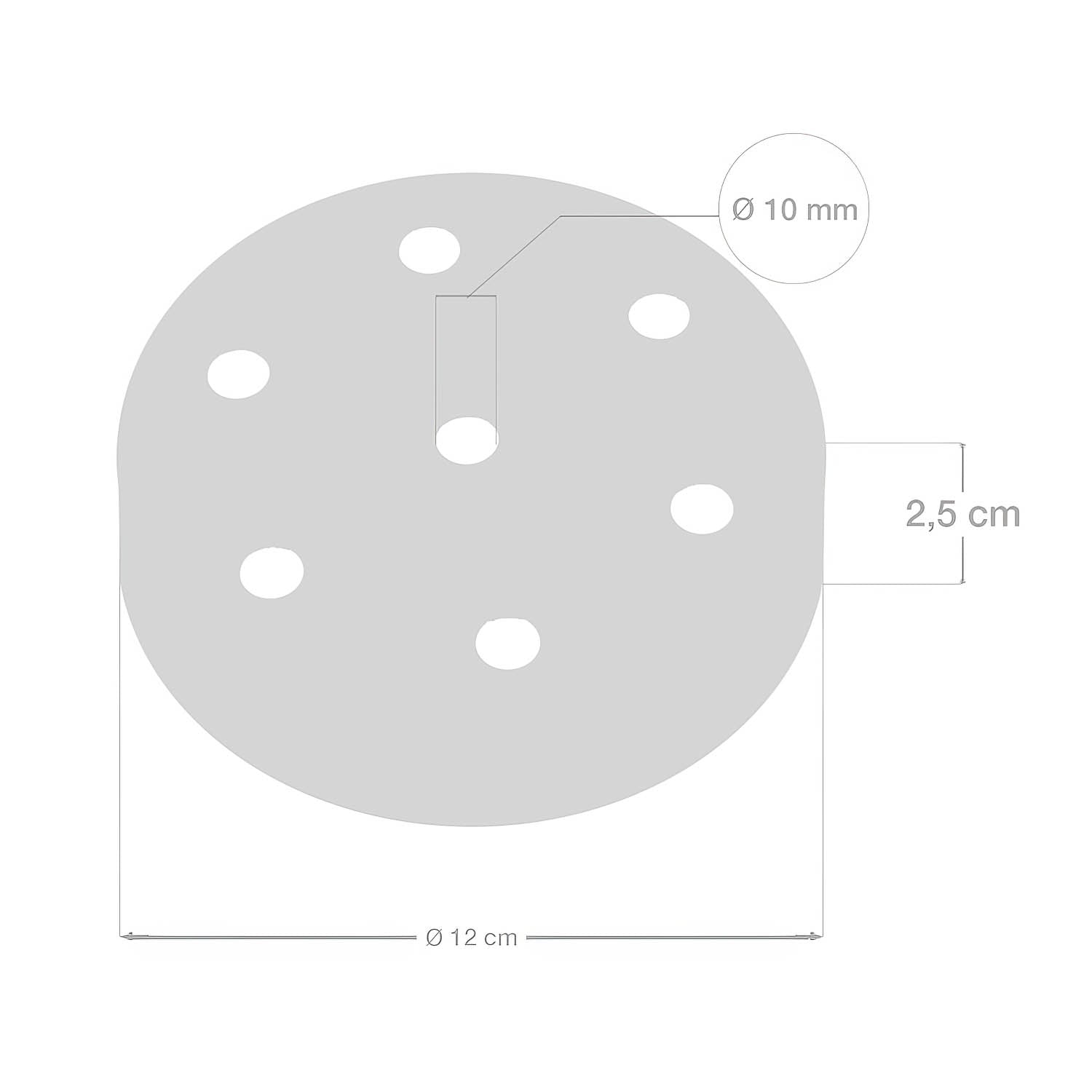 Kit rosone cilindrico in metallo a 7 fori - Bianco lucido