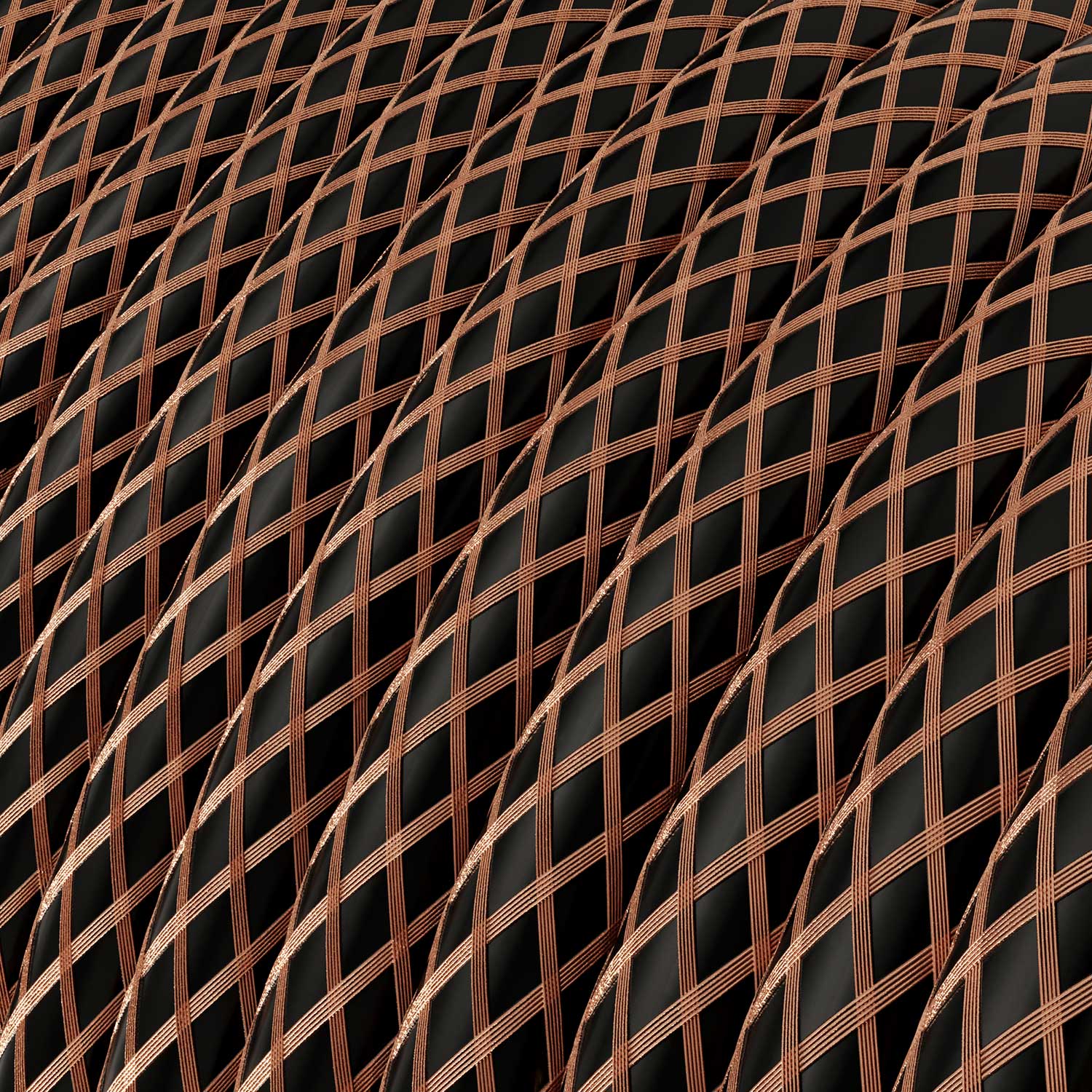 Filo elettrico in tessuto Nero con maglia in Rame - L'Originale Creative Cables, adatto per impianti a vista di design - RR02