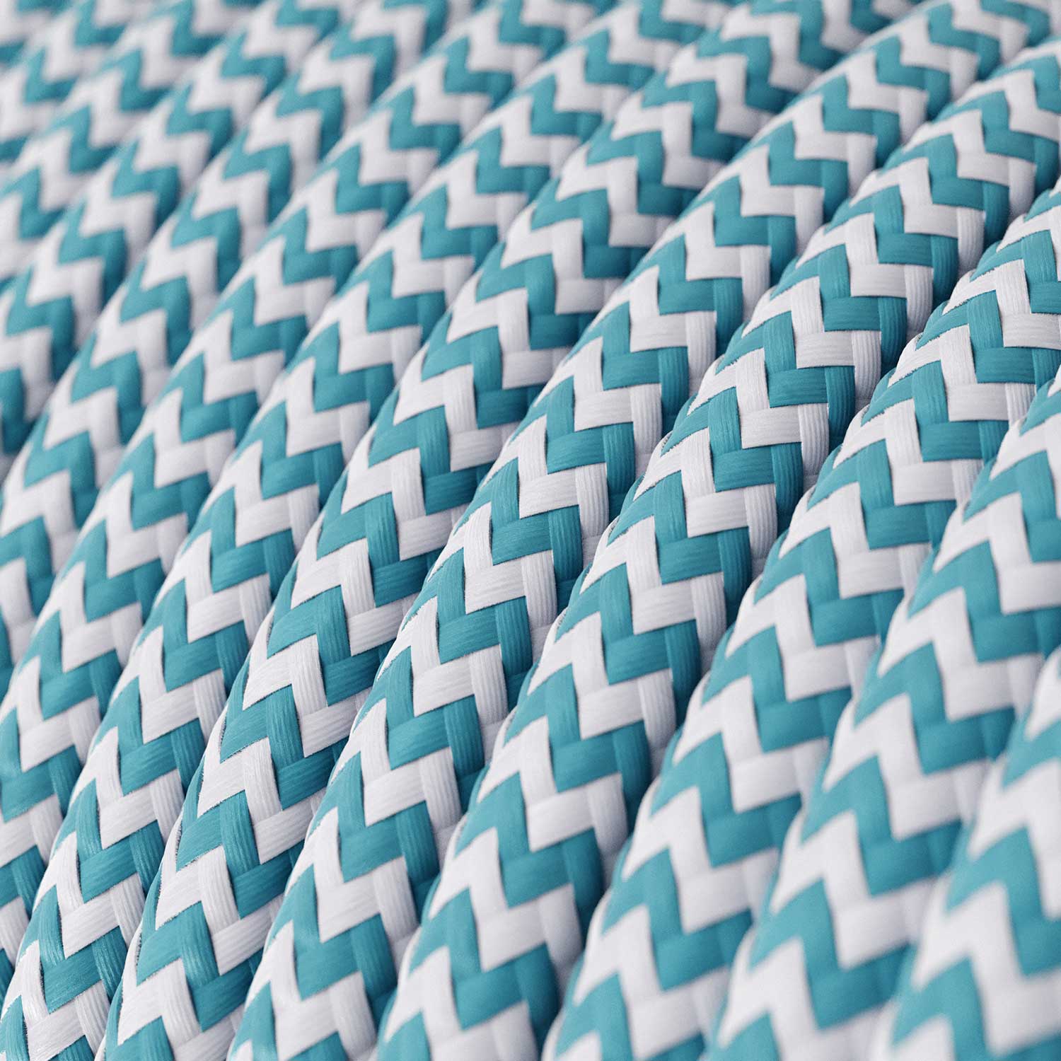 Filo elettrico colorato lucido Blu Ciano e Bianco Ottico ZigZag - L'Originale Creative Cables, ottimo per le tue lampade - RZ11