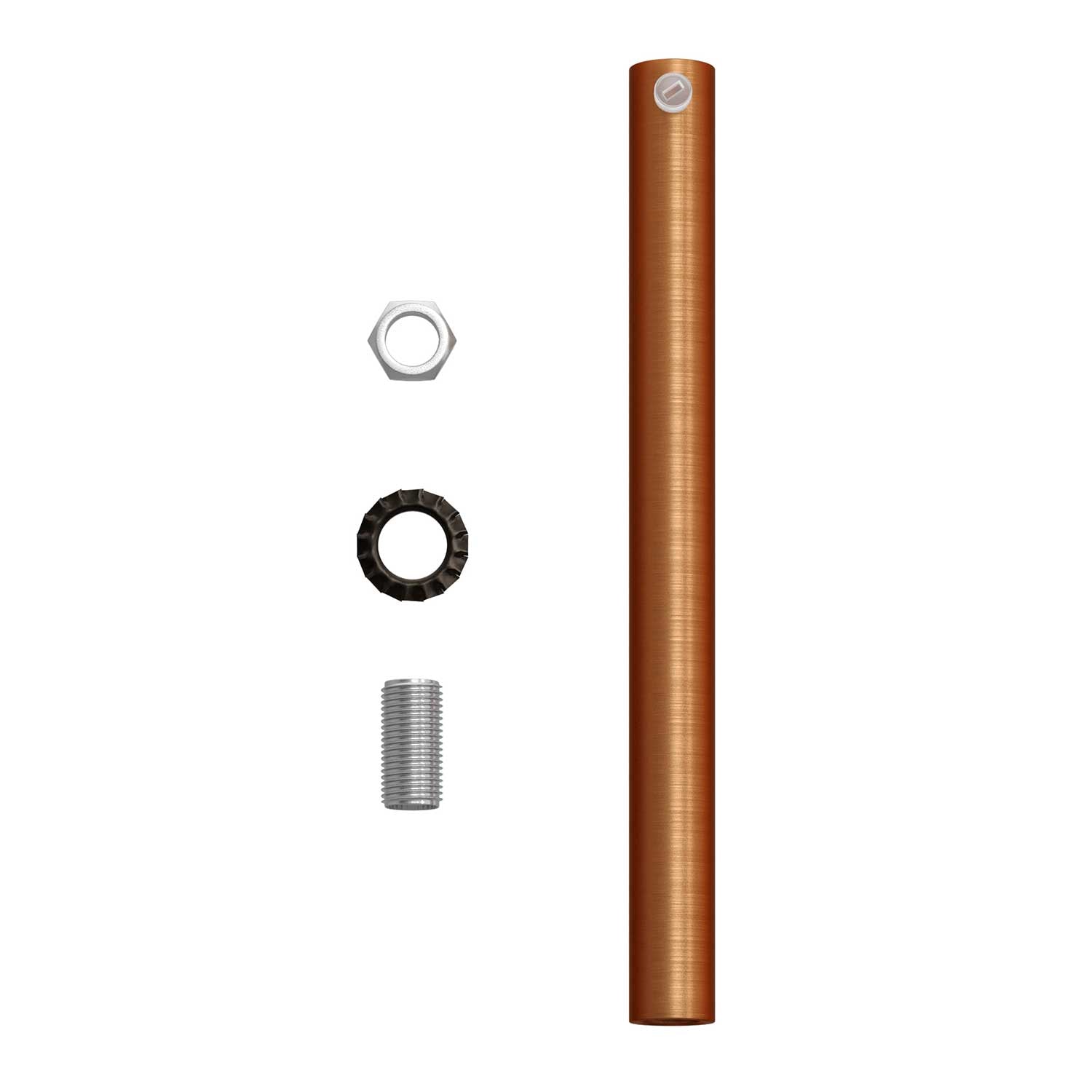 Serracavo cilindrico in metallo lunghezza 15 cm completo di tige, dado e rondella - Rame satinato