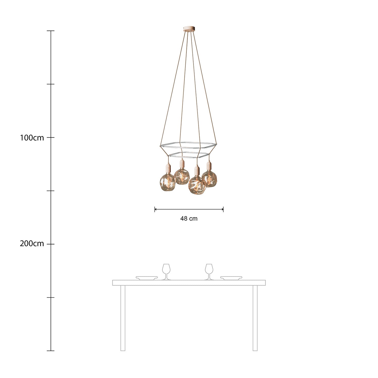 Lampadario 2 Cage a 4 cadute Globo Bumped - Neutro