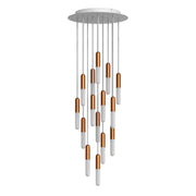 Sospensione a 15 cadute completa di P-Light e Rose-One 400mm - Rame